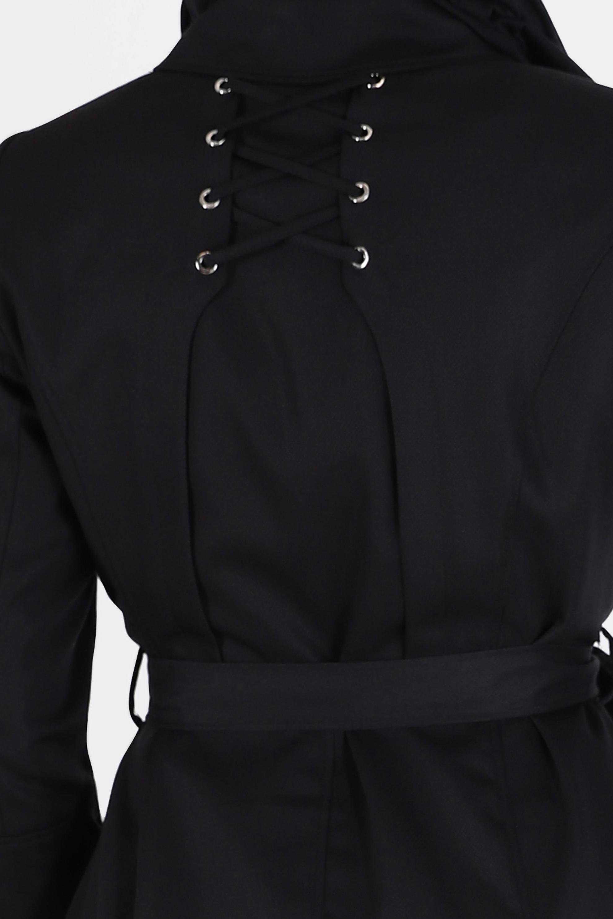 Tesettür giyim SİYAH KUŞGÖZÜ DETAYLI BELİ KUŞAKLI PARDESÜ 10480 