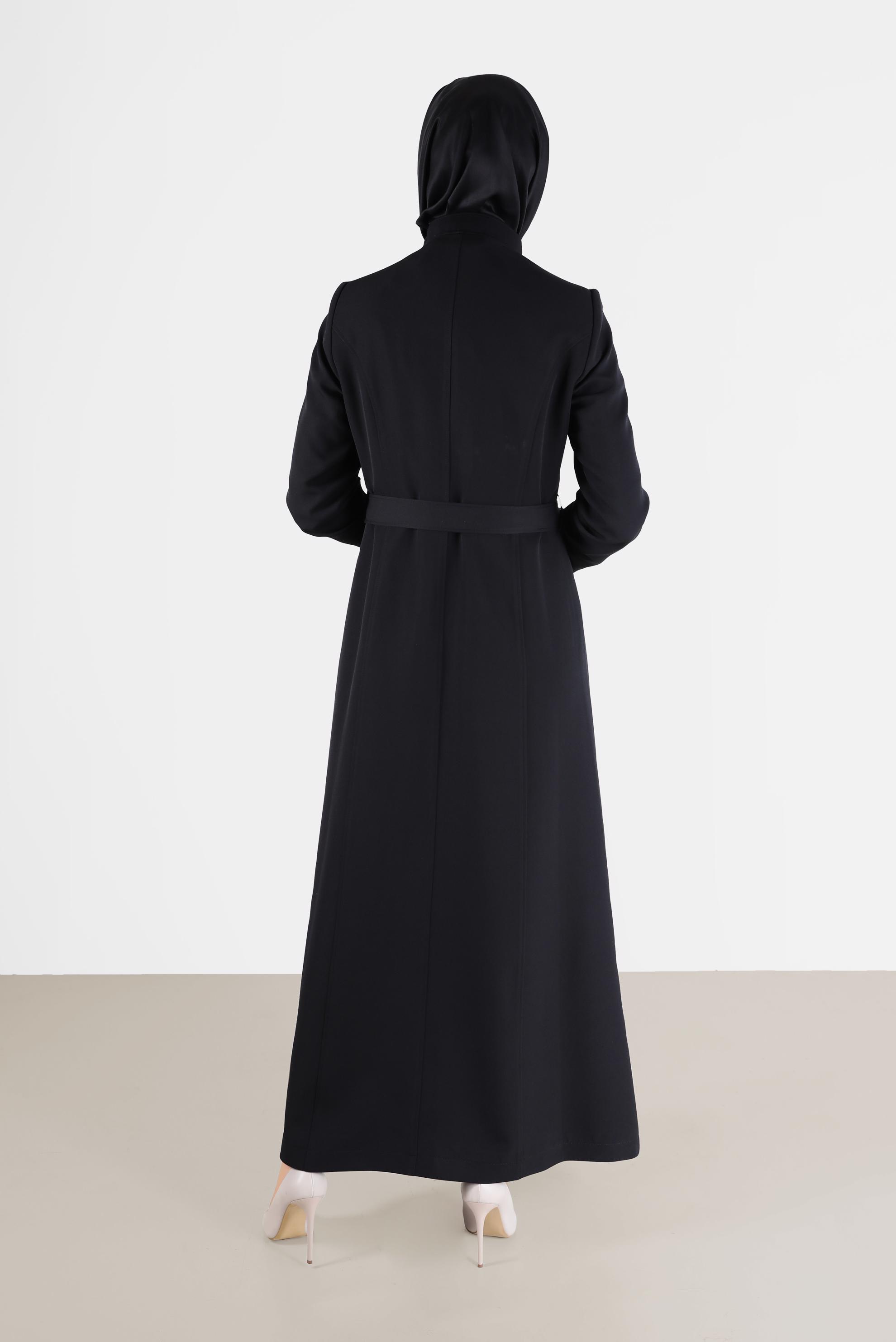 Hijab clothing BLACK EMBROIDERY DETAIL TOPCOAT 10487