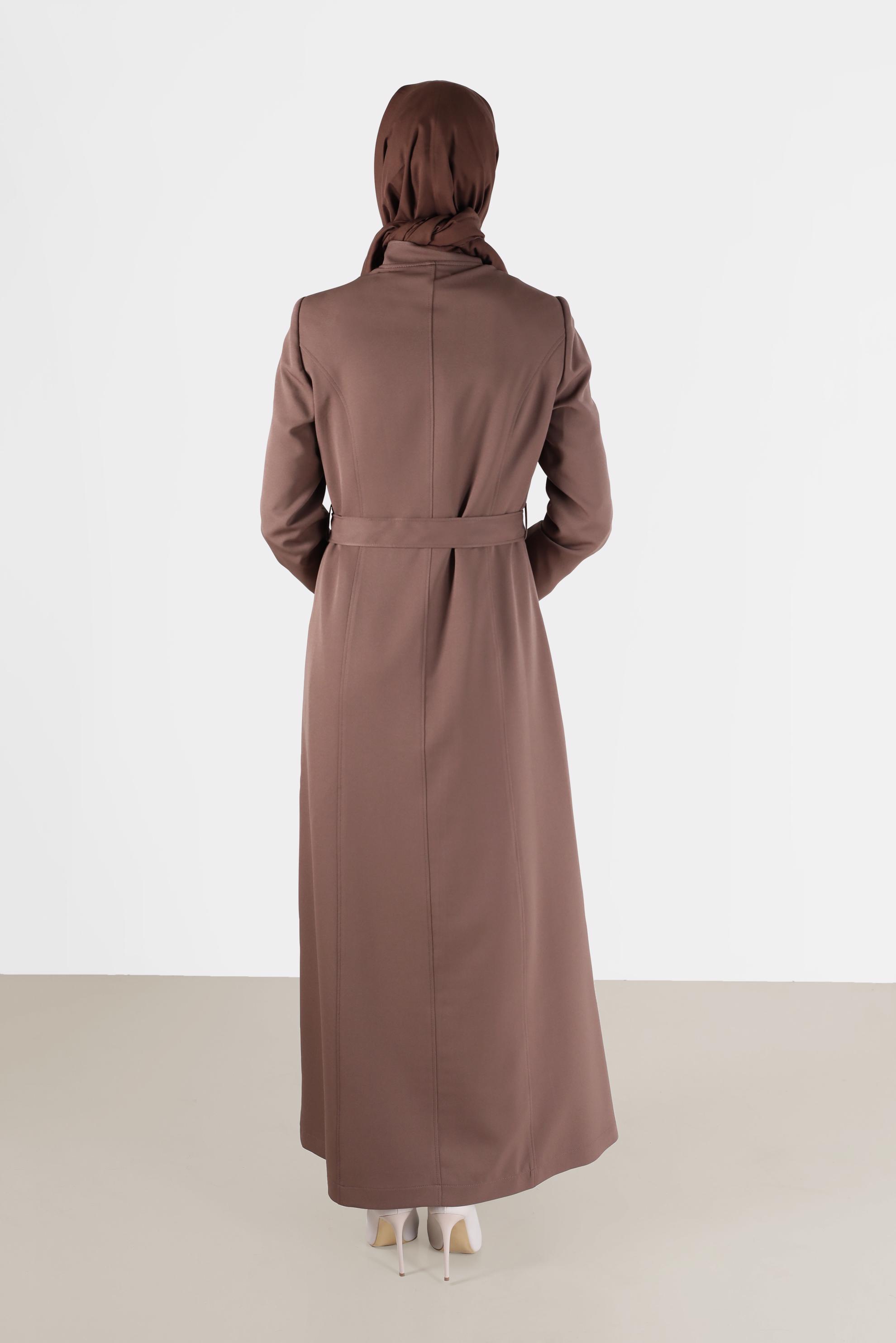 Hijab clothing MINK EMBROIDERY DETAIL TOPCOAT 10487