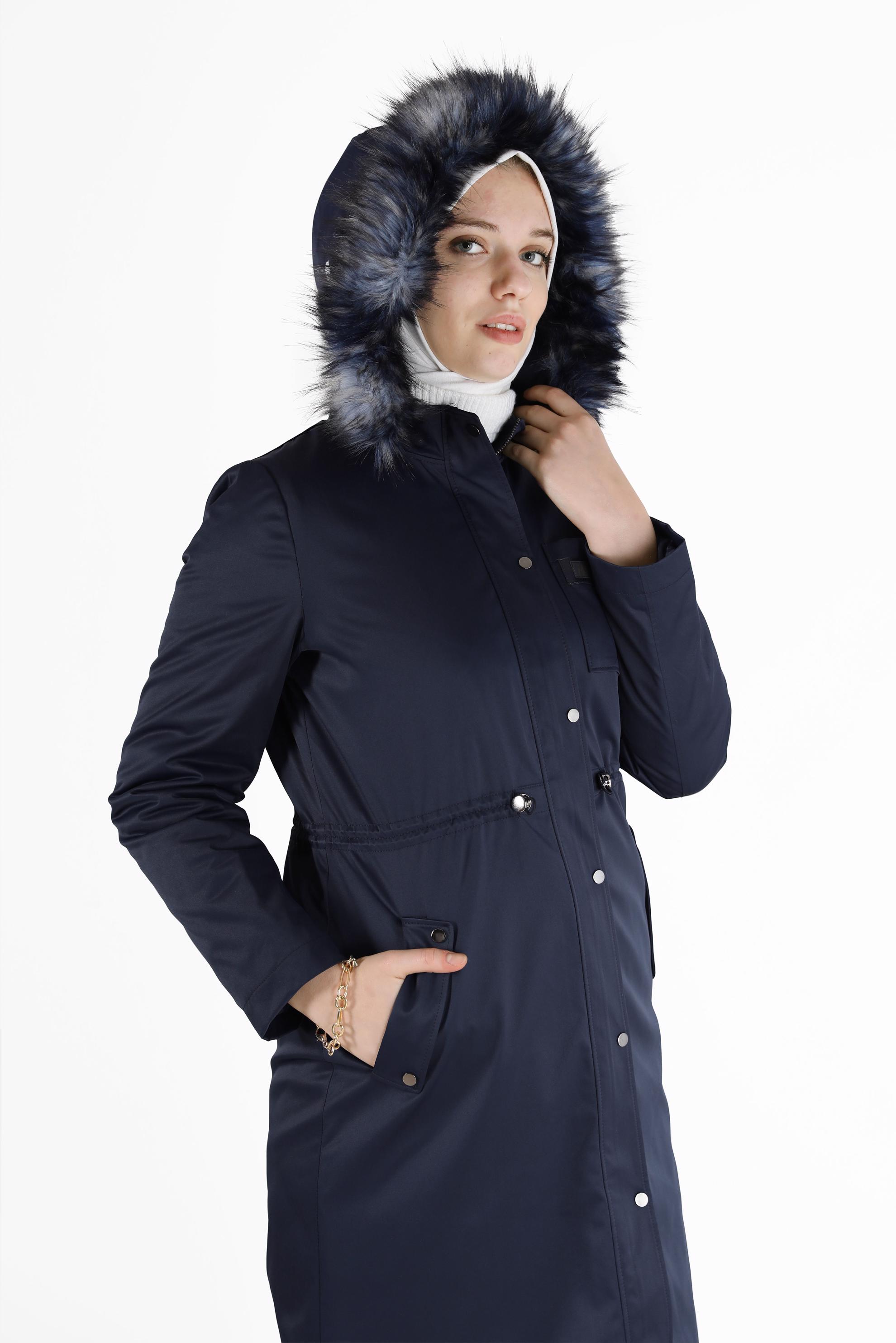 Vêtements hijab BLEU MARINE PARKA À CAPUCHE TAILLE FRONCÉE 90201