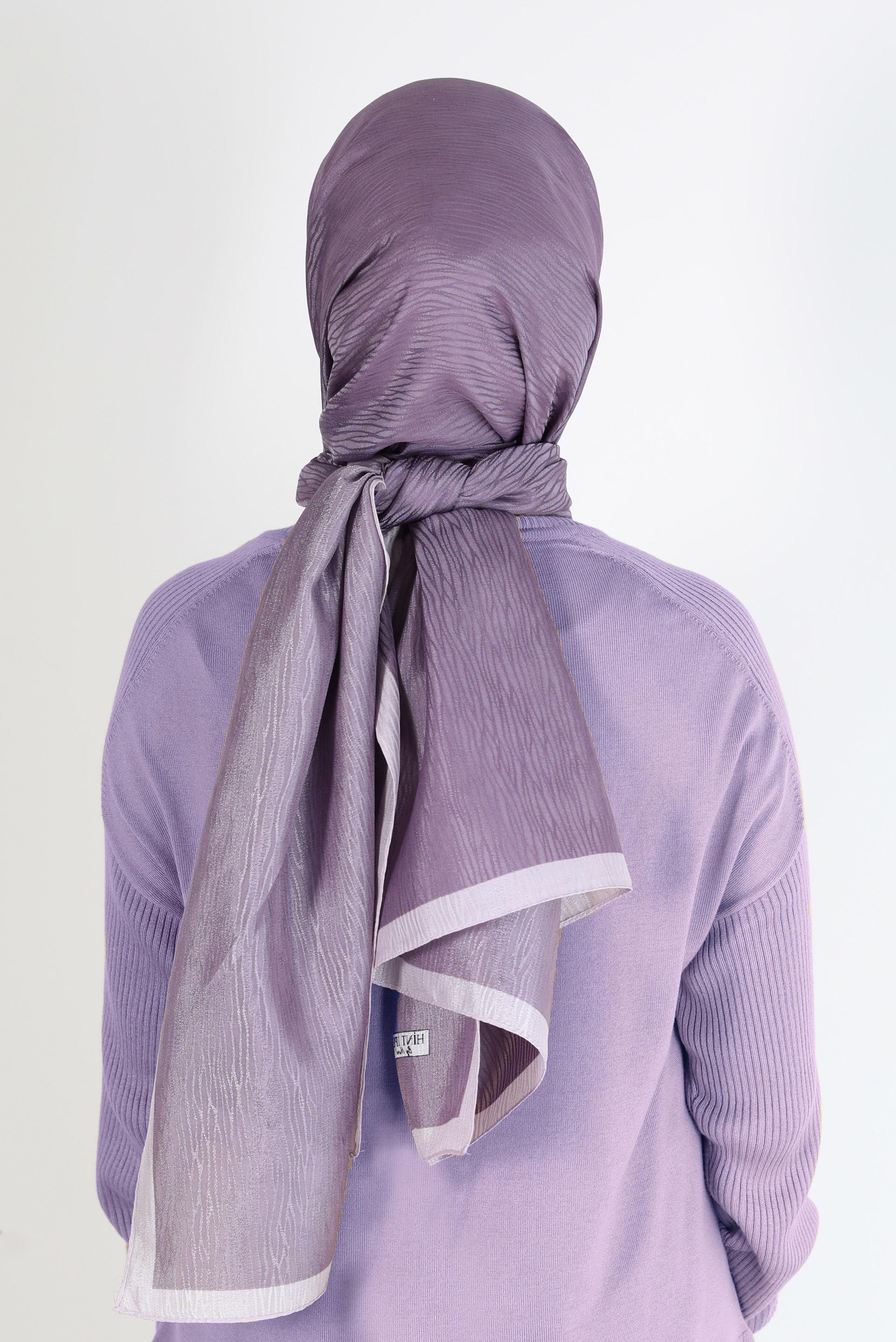 Tesettür giyim MOR ALVİNA AĞAÇKABUĞU MONOGRAM ŞAL 8093