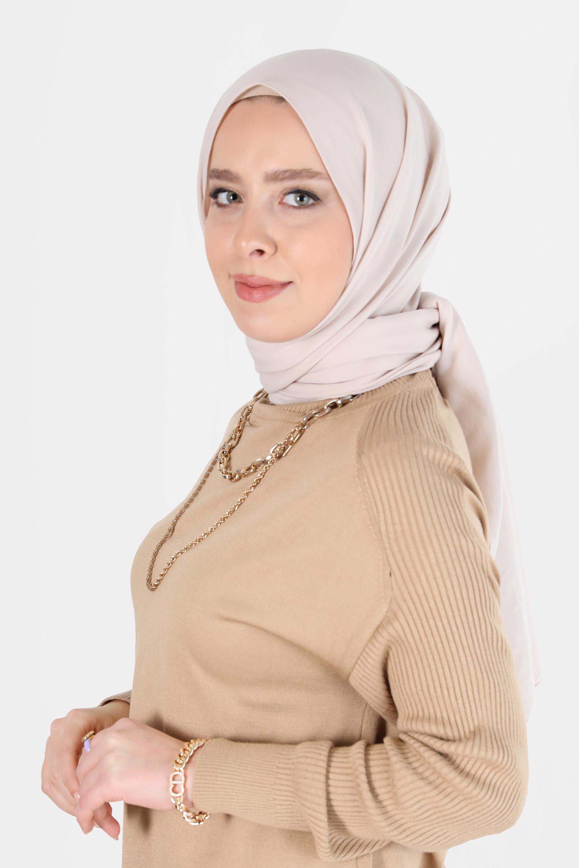 Tesettür giyim BEJ ALVİNA CAZ ŞAL 8108 