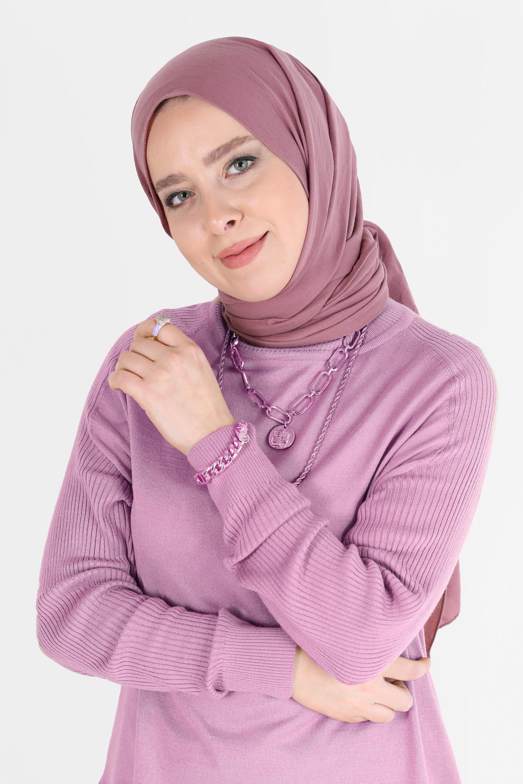 Tesettür giyim PEMBE ALVİNA CAZ ŞAL 8108 