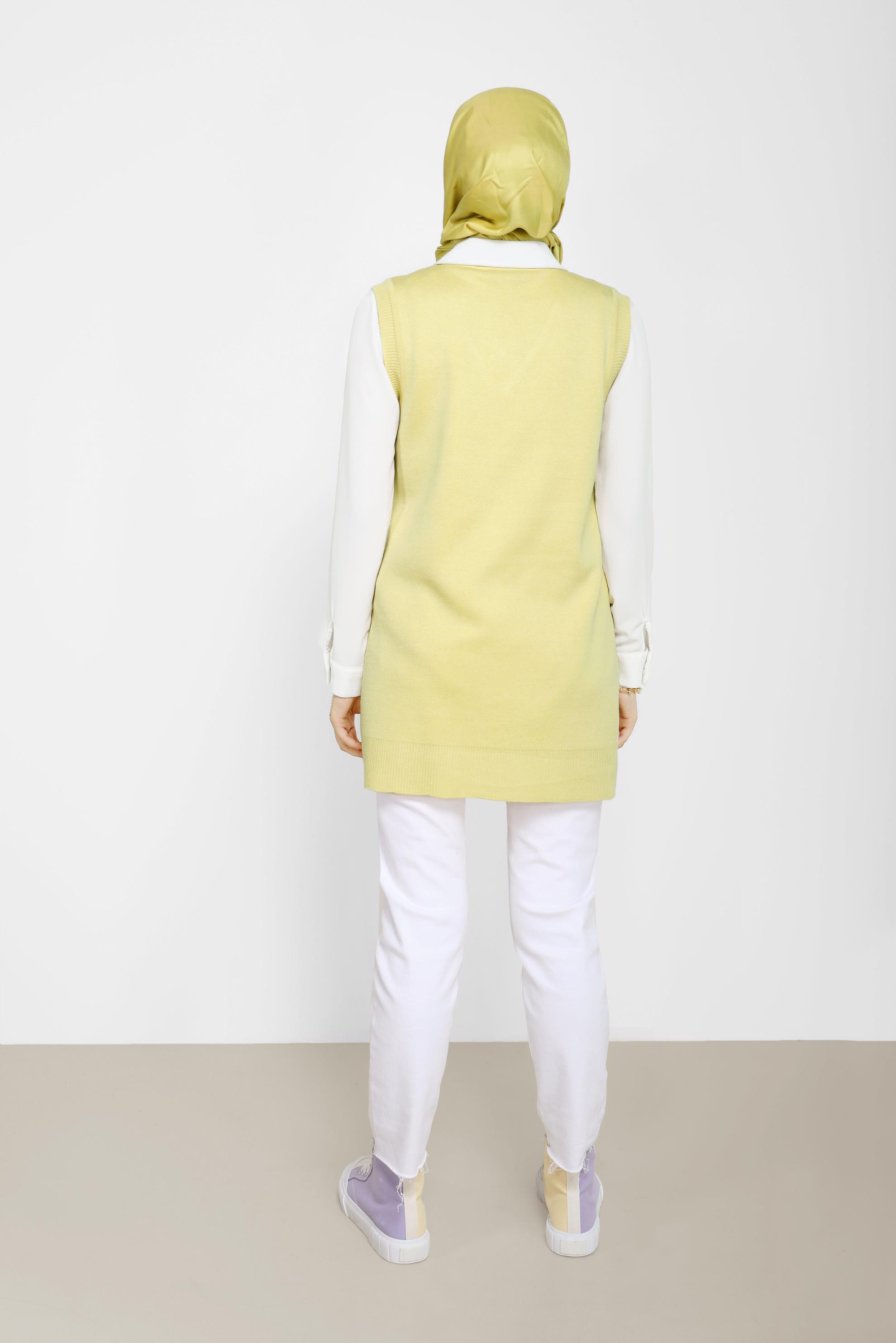 Tesettür giyim SARI BAKLAVA DESENLİ TRİKO SÜVETER 42063 