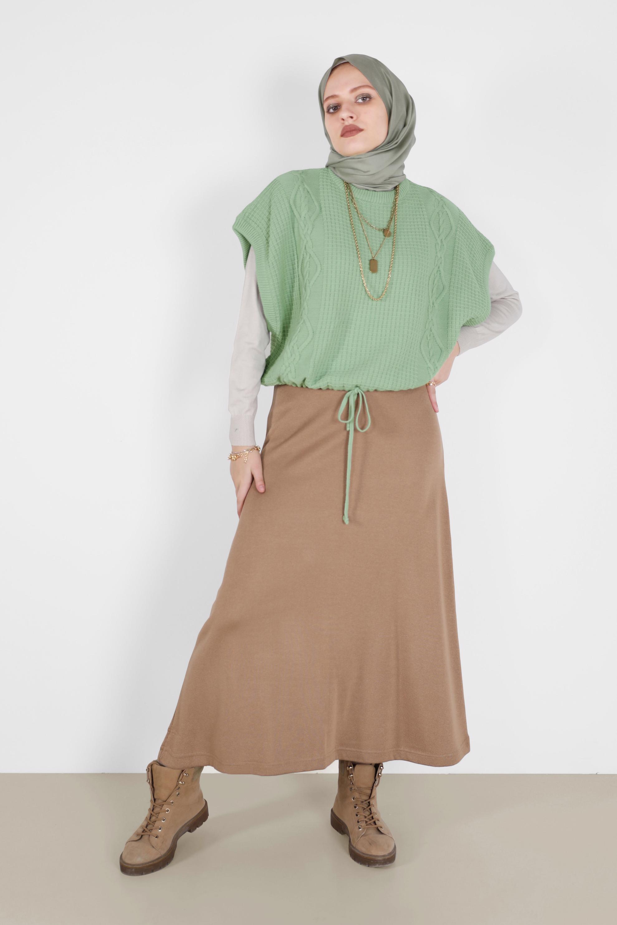 Vêtements hijab VERT PULL EN MAILLE À MOTIFS 42121