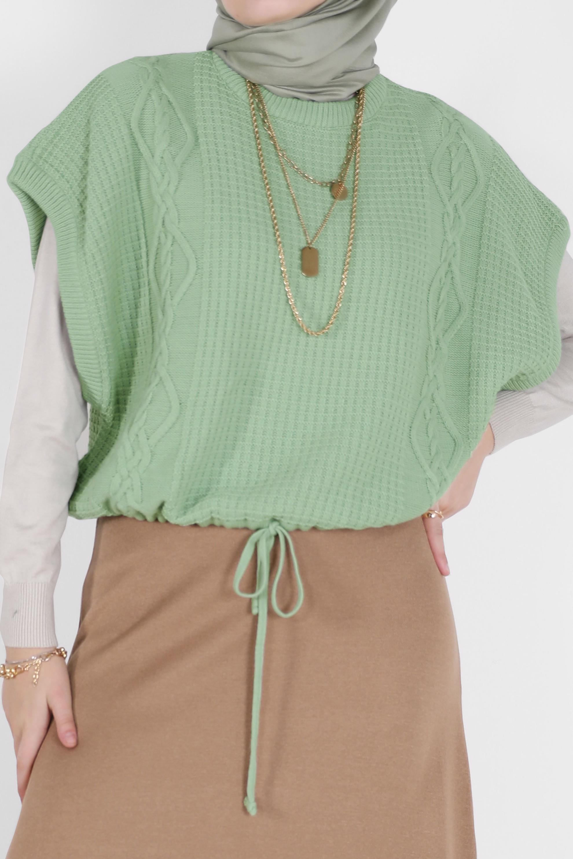 Vêtements hijab VERT PULL EN MAILLE À MOTIFS 42121