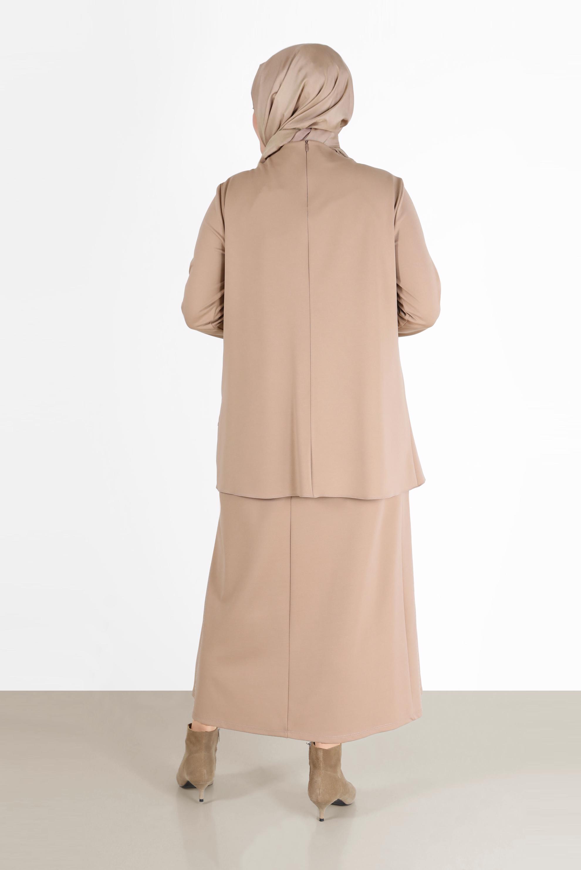 Vêtements hijab BEIGE COSTUME JUPE 2 PIÈCES AVEC POCHE DÉTAIL GEM 20190