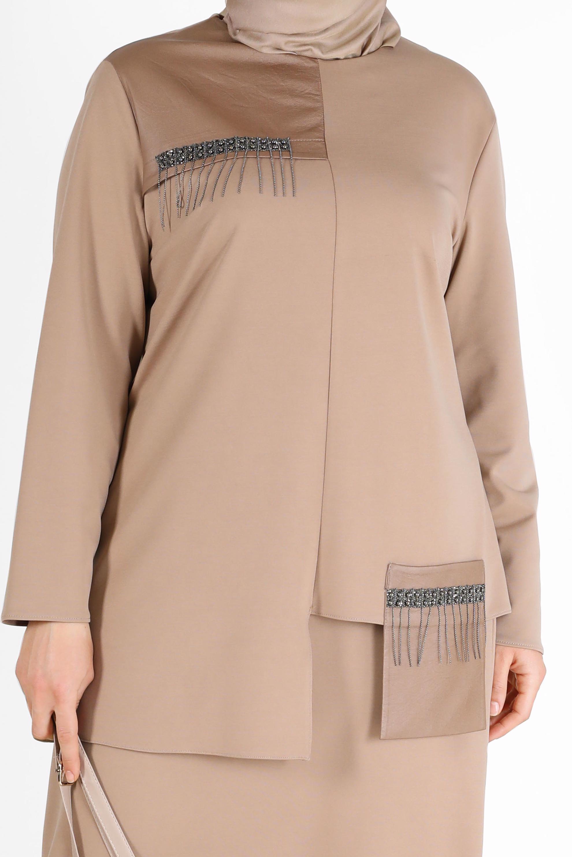 Vêtements hijab BEIGE COSTUME JUPE 2 PIÈCES AVEC POCHE DÉTAIL GEM 20190