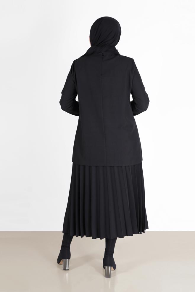 Vêtements hijab NOIR COSTUME JUPE 2 PIÈCES PLISSÉE CTE 20194 - ALVİNA