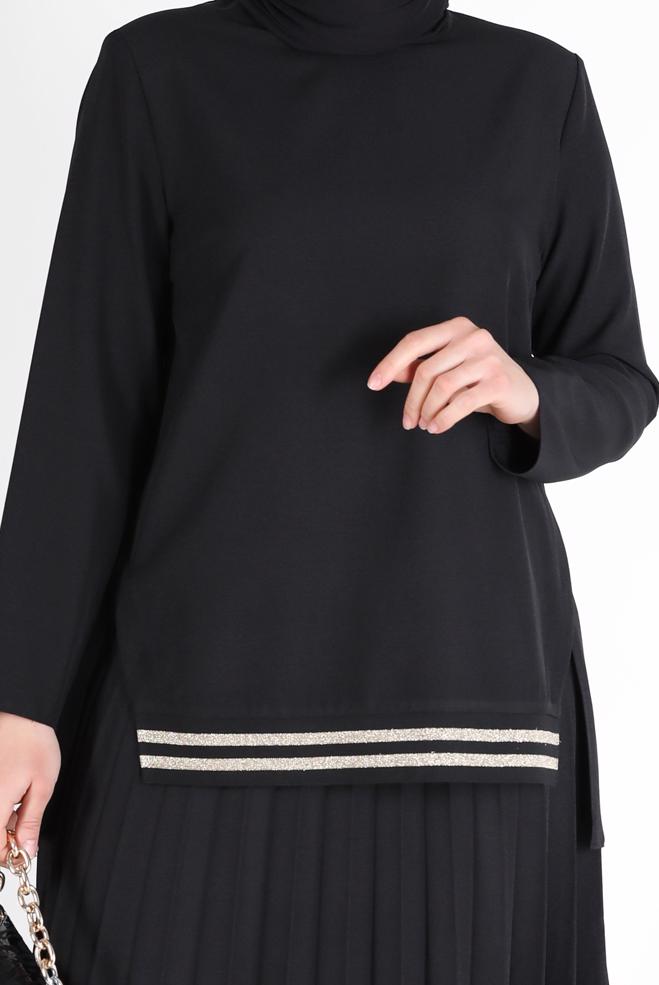 Vêtements hijab NOIR COSTUME JUPE 2 PIÈCES PLISSÉE CTE 20194 - ALVİNA