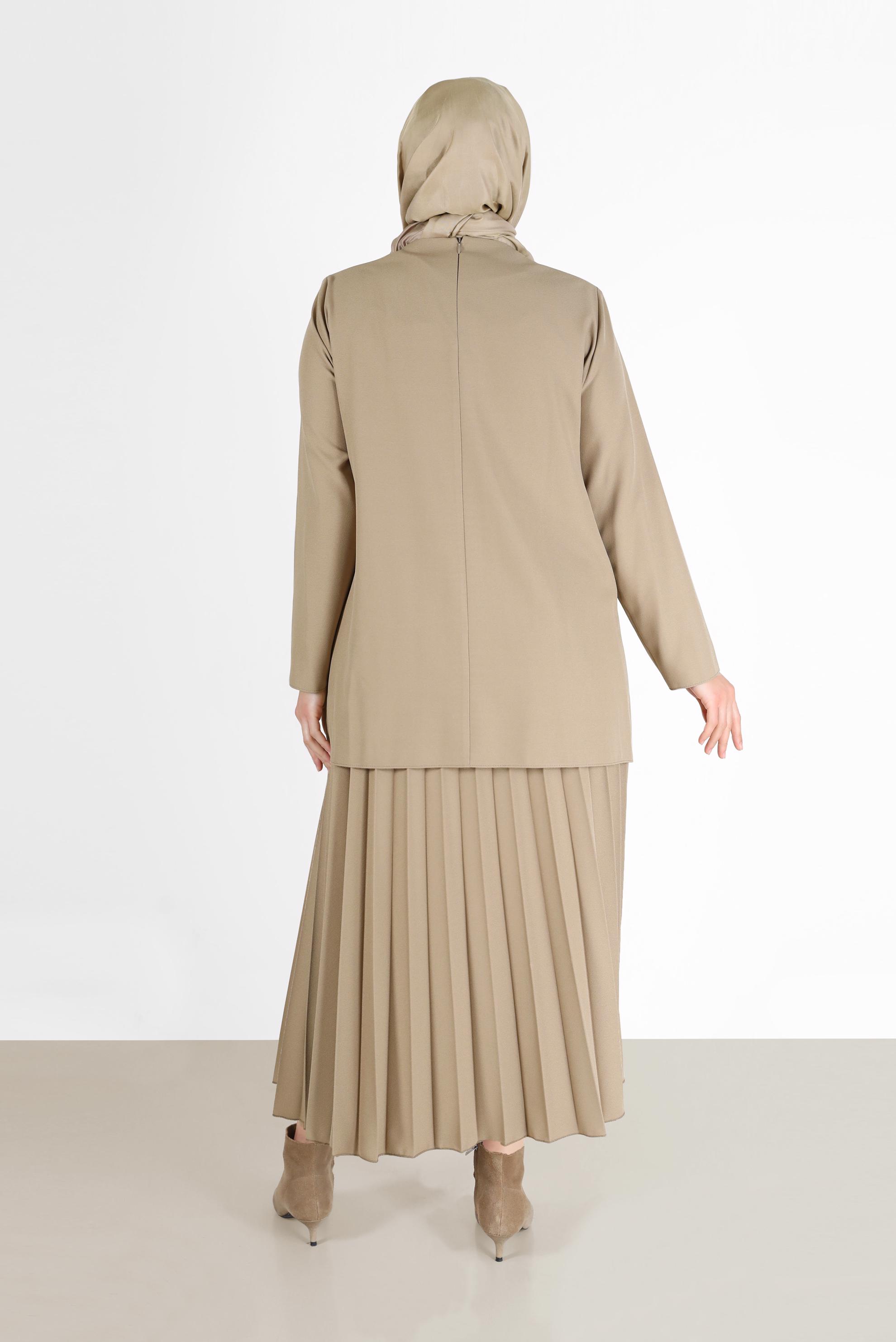 Vêtements hijab BRUN COSTUME JUPE 2 PIÈCES PLISSÉE CTE 20194