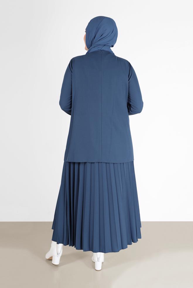 Vêtements hijab BLEU MARINE COSTUME JUPE 2 PIÈCES PLISSÉE CTE 20194 - ALVİNA