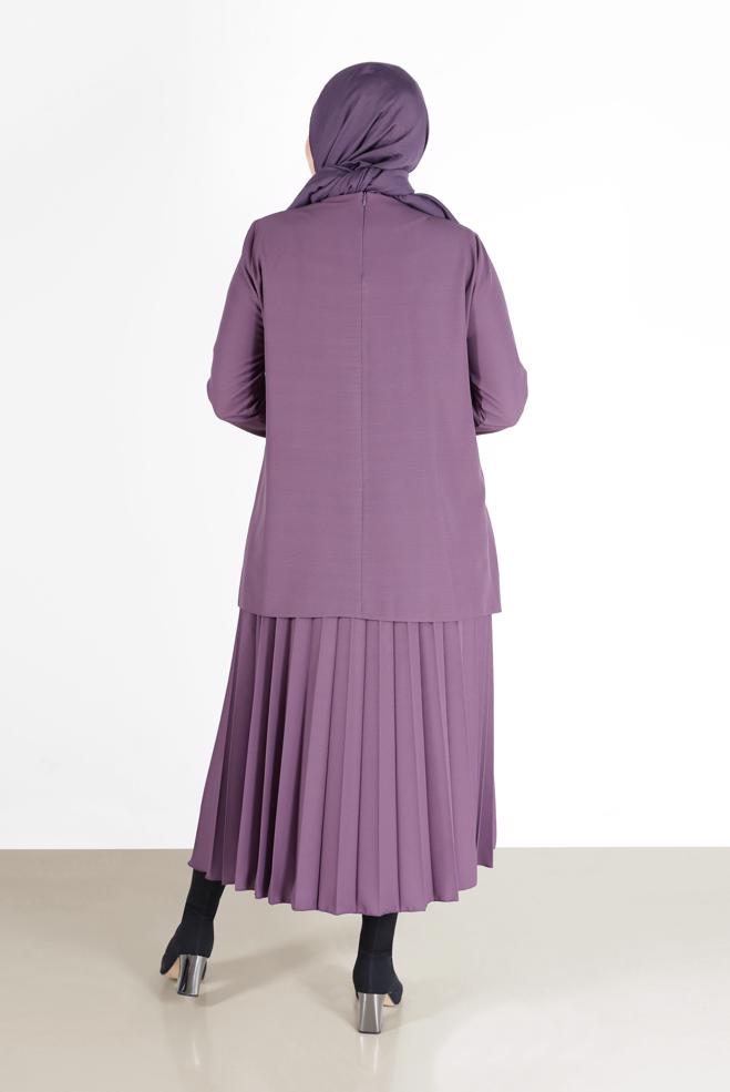 Vêtements hijab POURPRE COSTUME JUPE 2 PIÈCES PLISSÉE CTE 20194 - ALVİNA