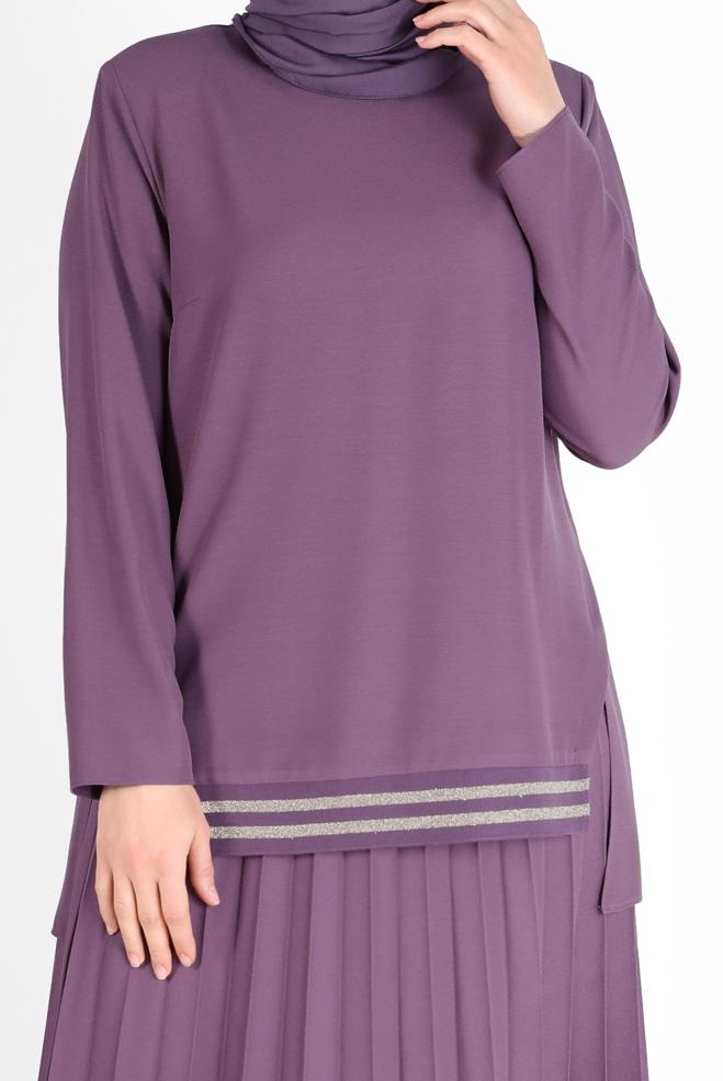 Vêtements hijab POURPRE COSTUME JUPE 2 PIÈCES PLISSÉE CTE 20194 - ALVİNA