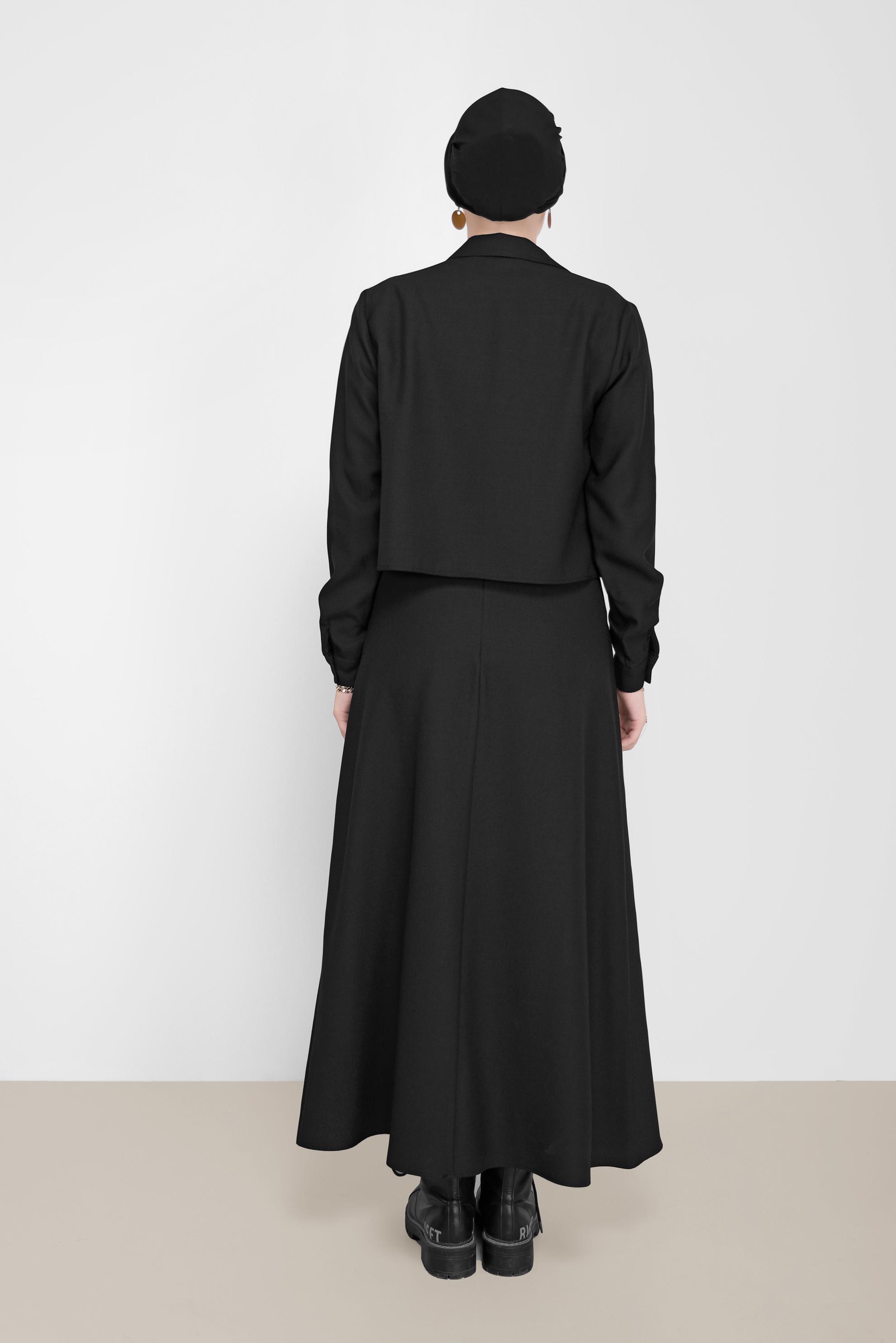 Vêtements hijab NOIR COSTUME JUPE 2 PIÈCES AVEC POCHE 42197