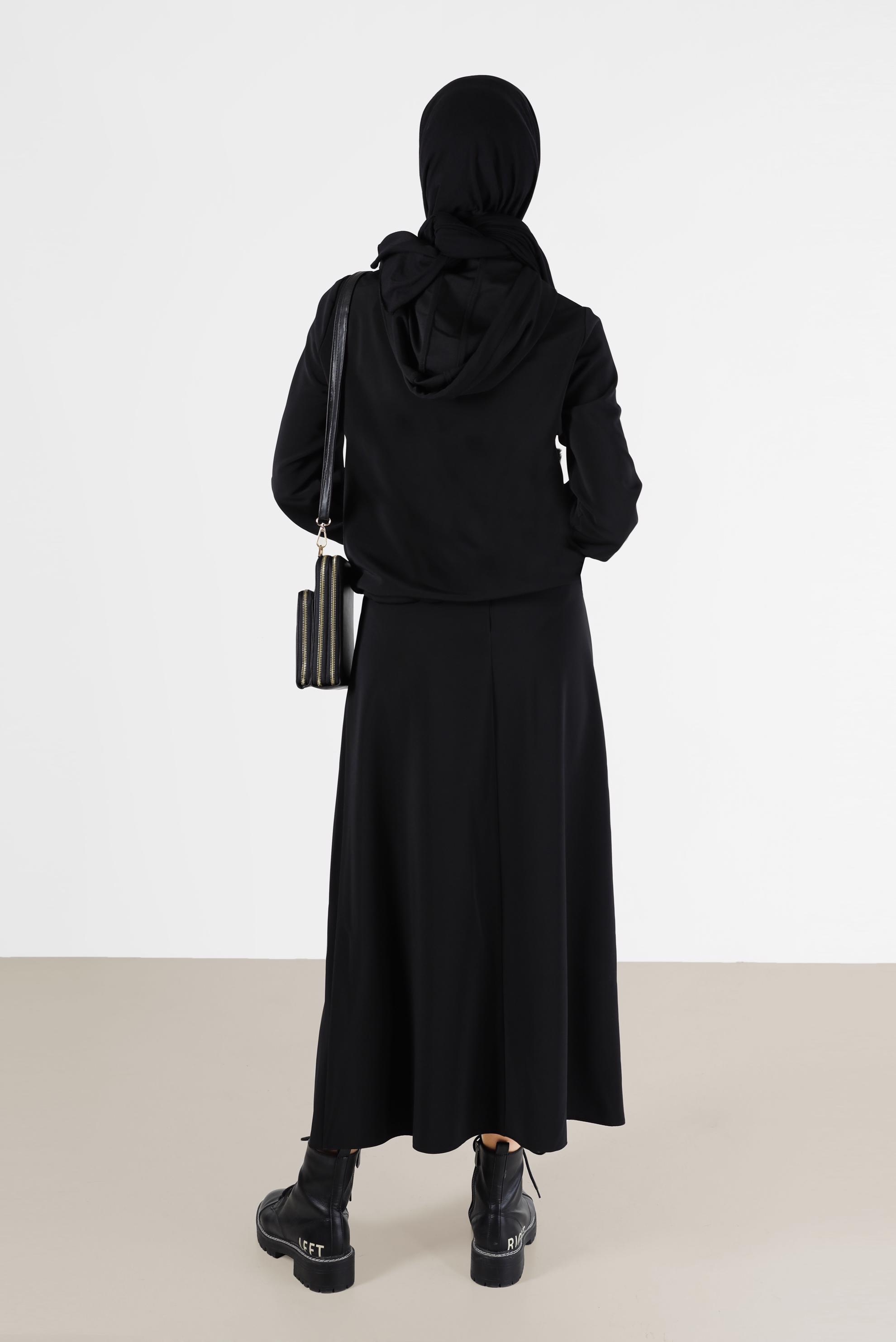 Vêtements hijab NOIR COSTUME JUPE 2 PIÈCES À TAILLE FRONCÉE DÉTAIL ZIPPÉ 42364