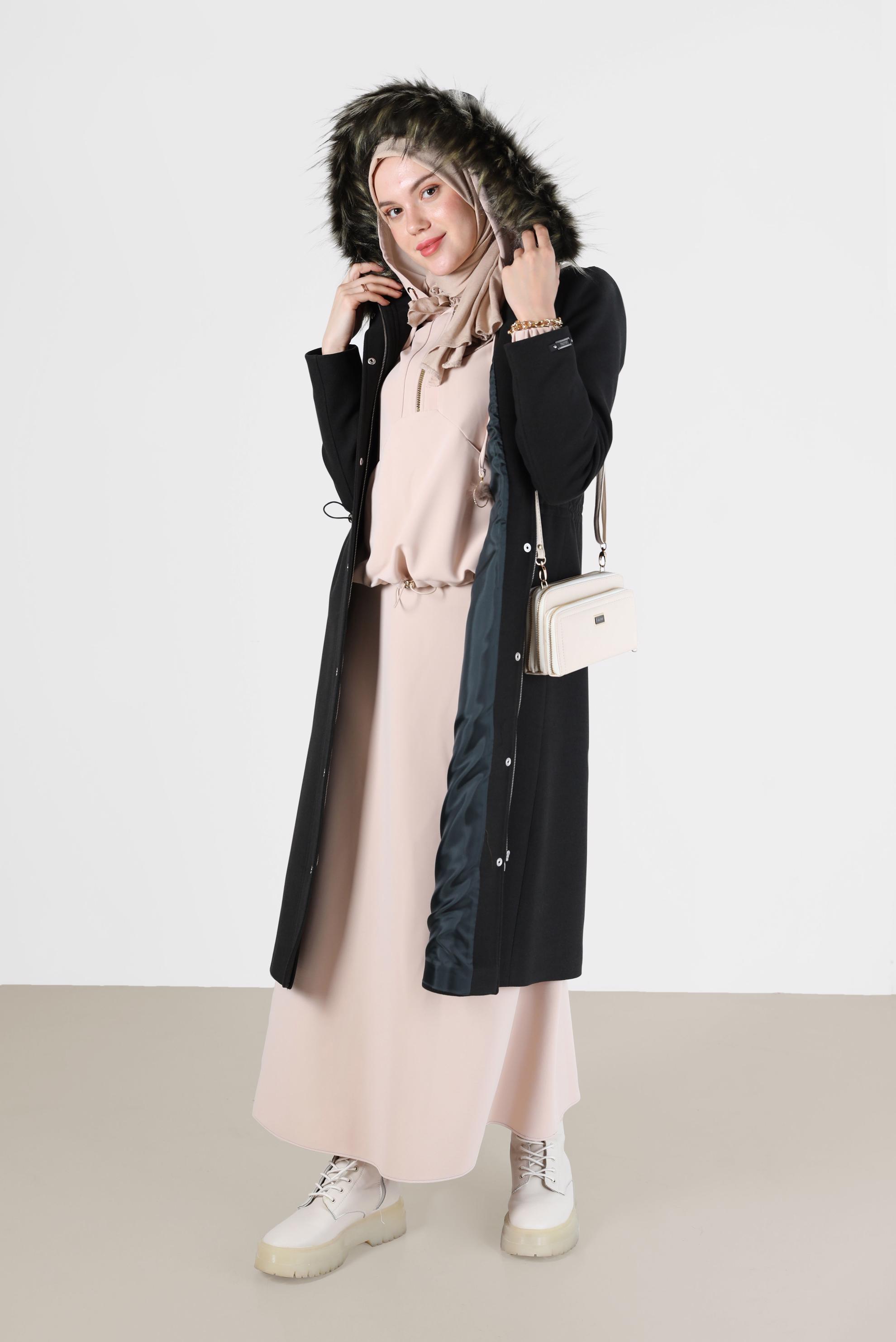 Vêtements hijab BEIGE COSTUME JUPE 2 PIÈCES À TAILLE FRONCÉE DÉTAIL ZIPPÉ 42364