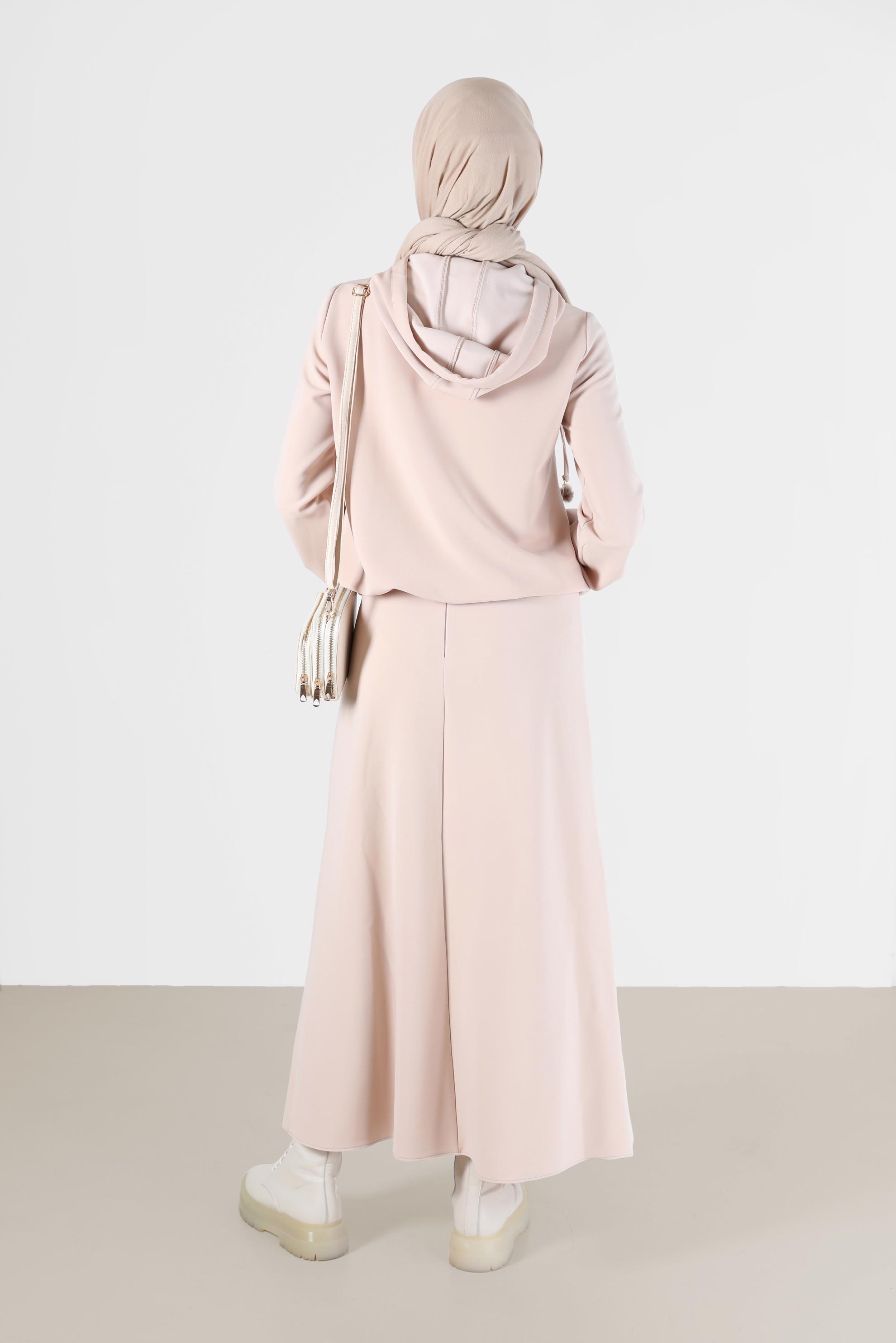 Vêtements hijab BEIGE COSTUME JUPE 2 PIÈCES À TAILLE FRONCÉE DÉTAIL ZIPPÉ 42364