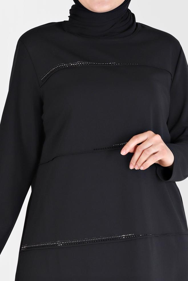 Hijab clothing BLACK GEM DETAIL 2-PIECE PANTS SUIT 20185  - ALVİNA