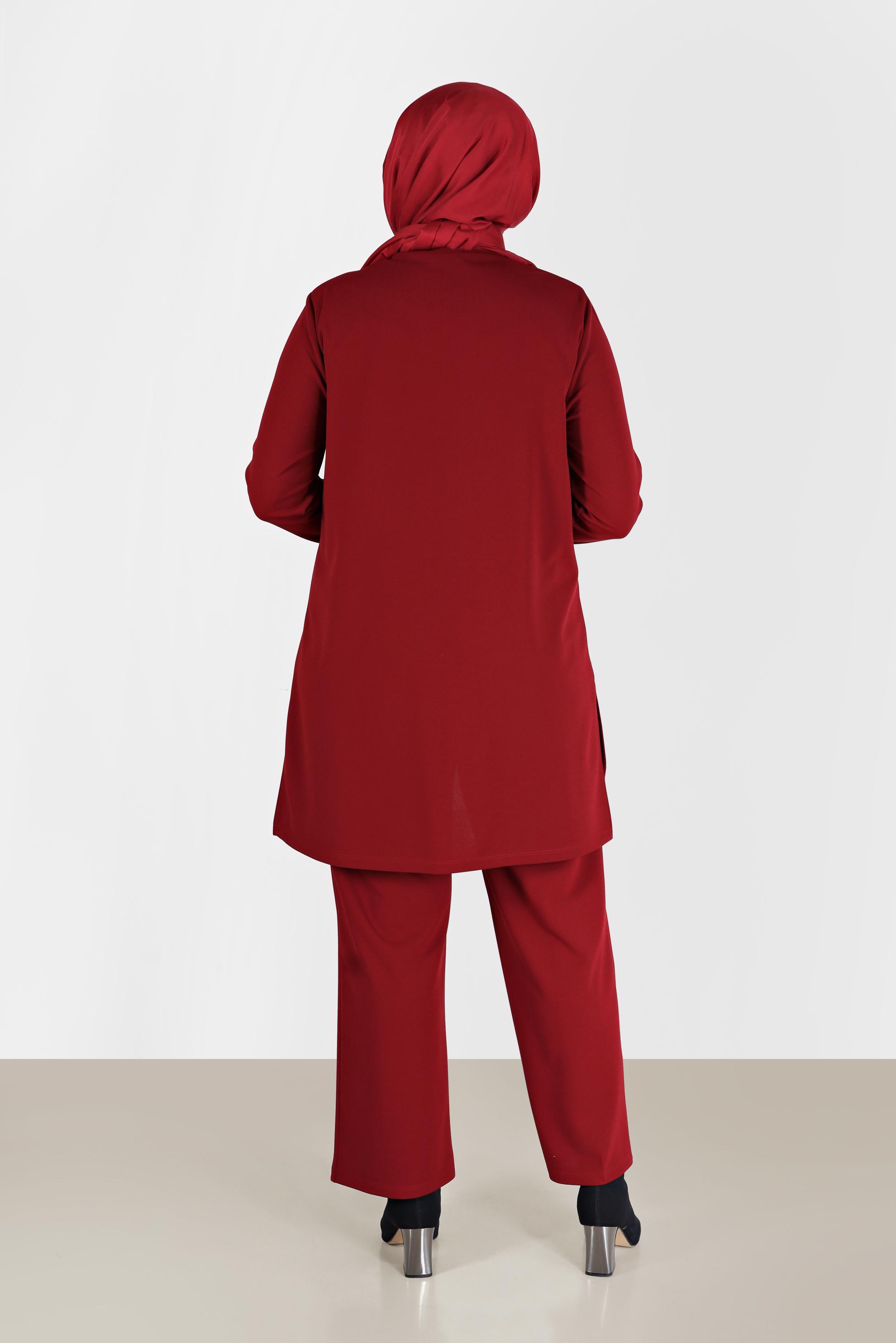 Vêtements hijab ROUGE ENSEMBLE PANTALON 2 PIÈCES DÉTAIL GEM 20185