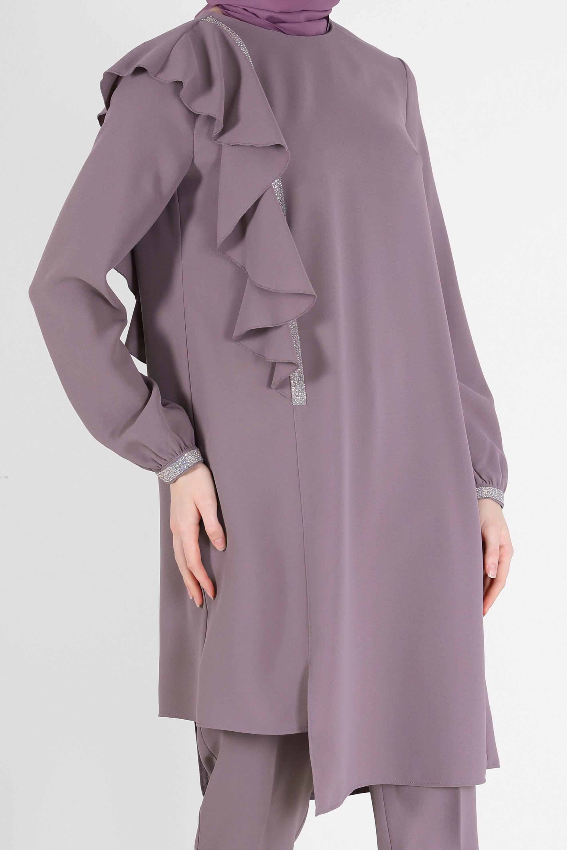 Vêtements hijab ROSE COSTUME 2 PIÈCES EN CRÊPE AVEC PANTALON À VOLANTS 30200