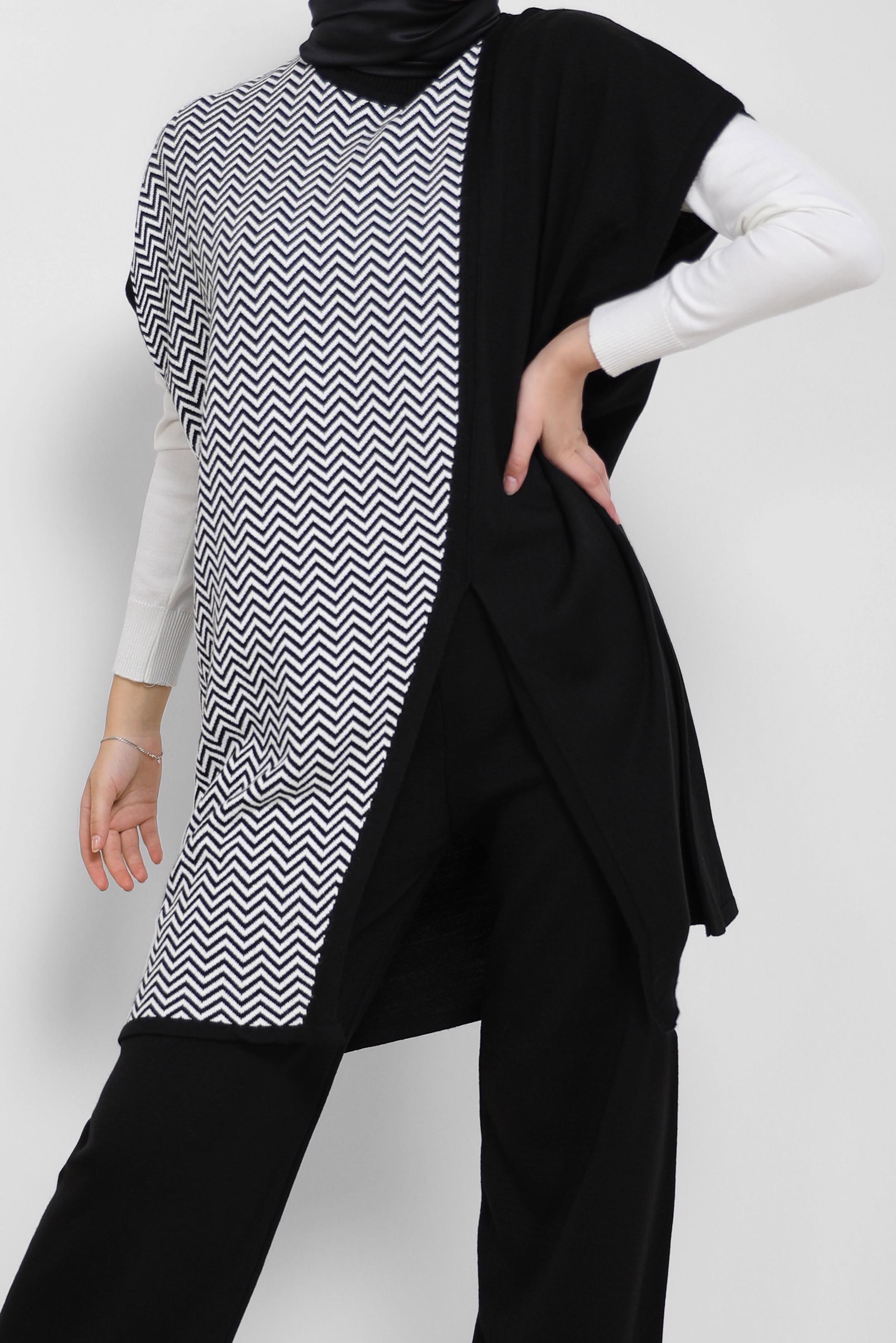 Tesettür giyim SİYAH İKİLİ PANT.TRİKO TAKIM 42116 