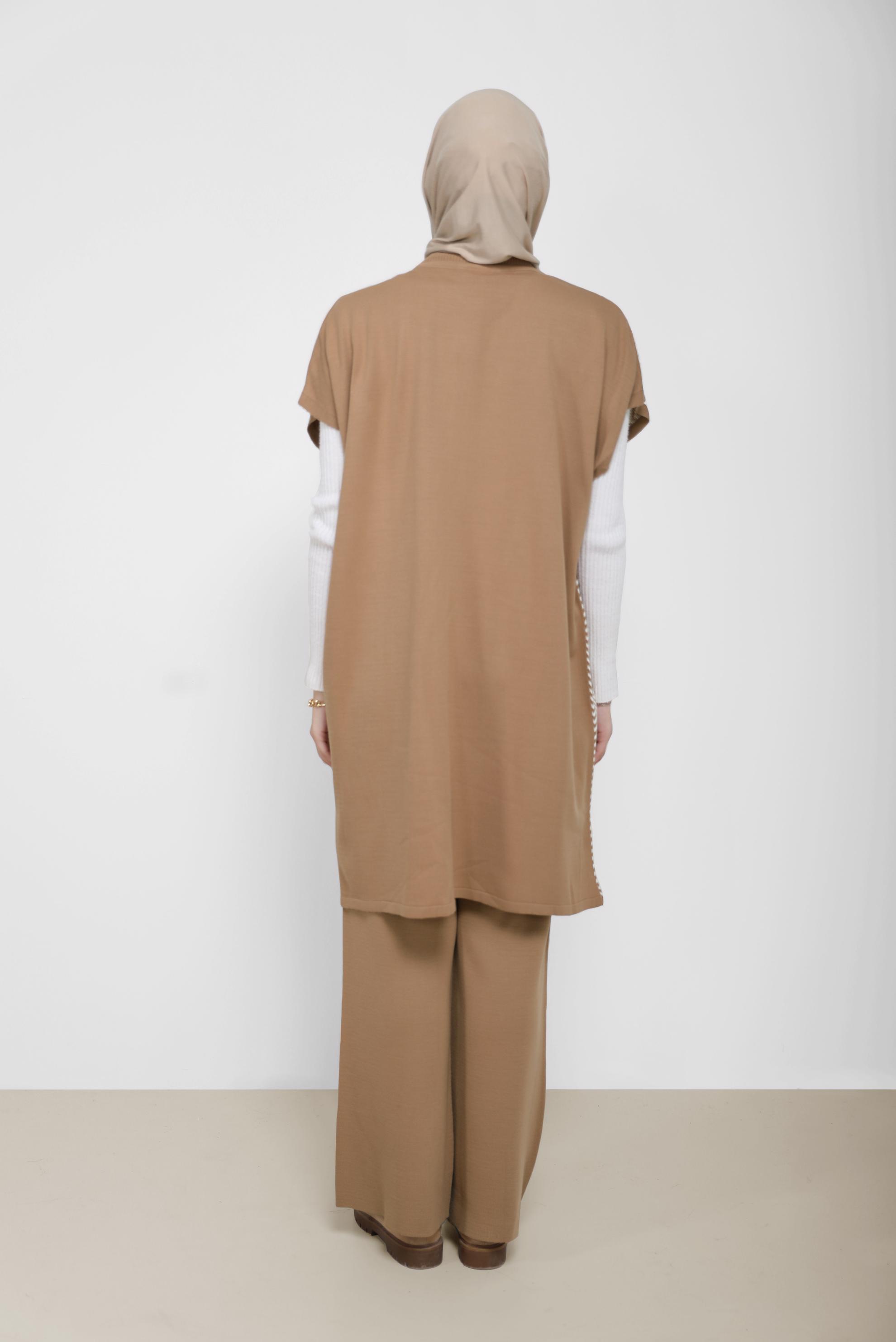 Tesettür giyim KAHVE İKİLİ PANT.TRİKO TAKIM 42116 