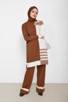 3-COLOR STRIPE DETAIL KNITWEAR SUIT WITH PANTS 42117 