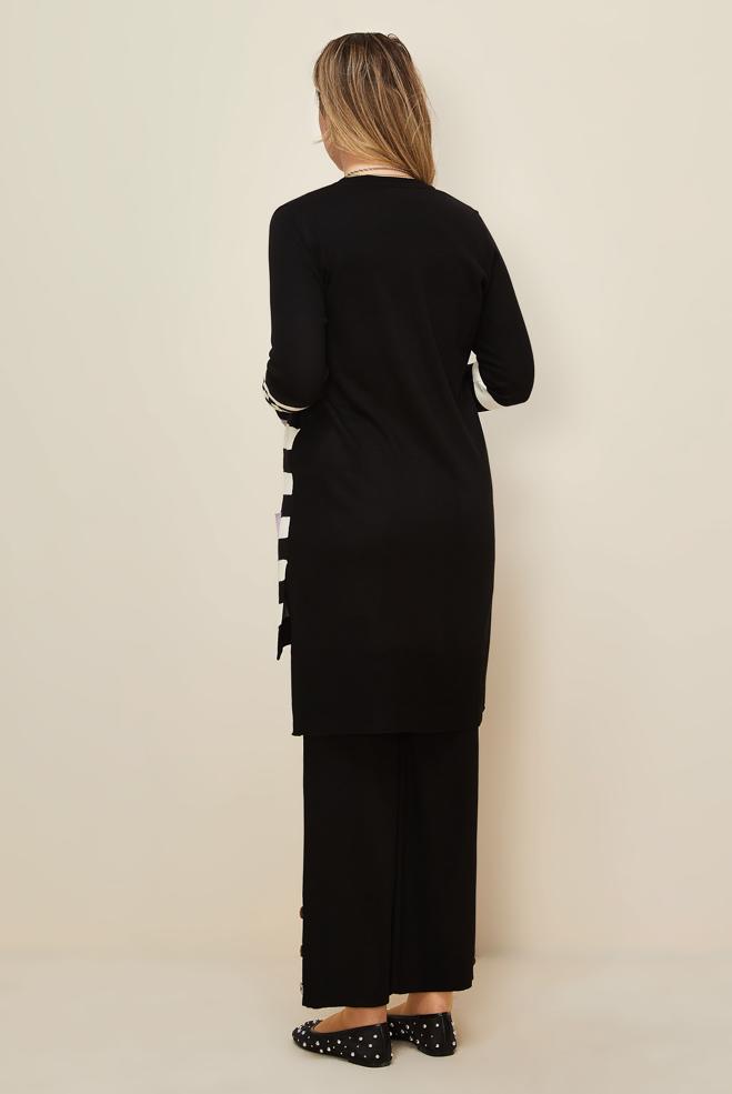 Hijab clothing BLACK KNITWEAR PANTSUIT 42124 - ALVİNA