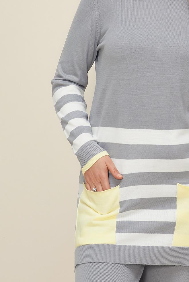 Hijab clothing GREY KNITWEAR PANTSUIT 42124 - ALVİNA