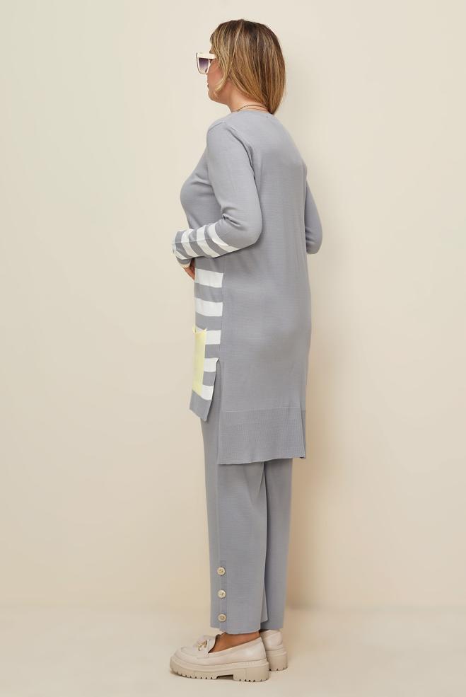 Hijab clothing GREY KNITWEAR PANTSUIT 42124 - ALVİNA