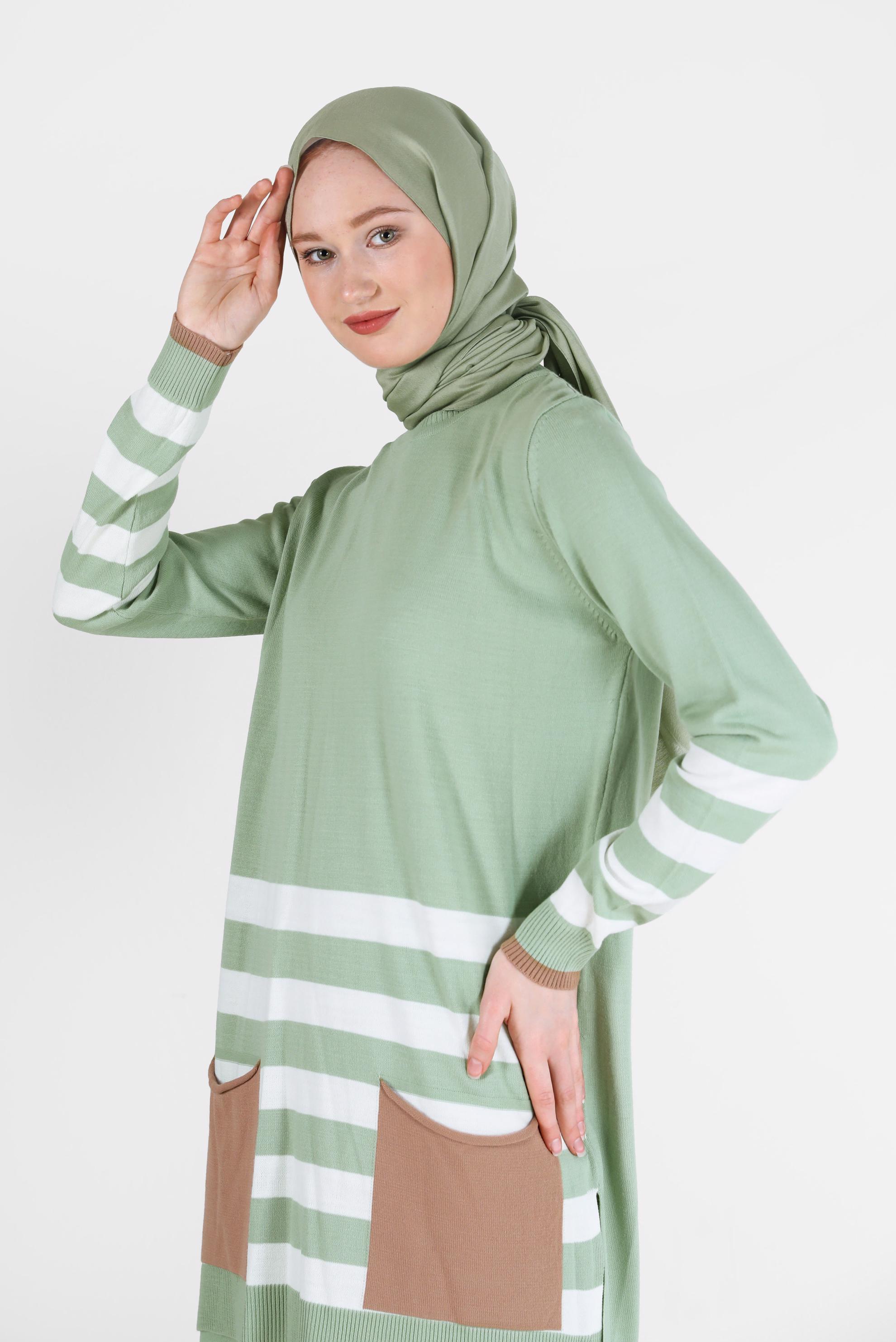 Hijab clothing GREEN KNITWEAR PANTSUIT 42124