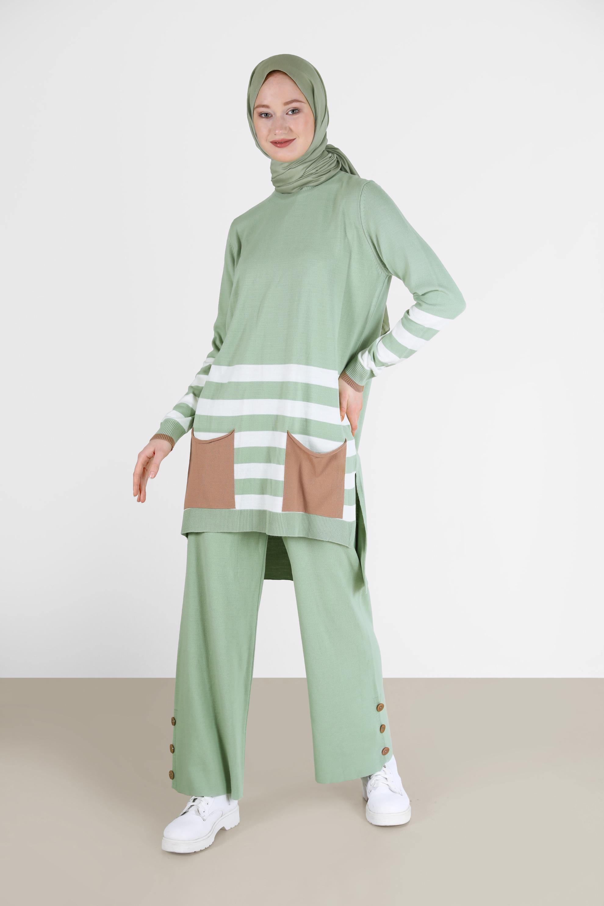 Hijab clothing GREEN KNITWEAR PANTSUIT 42124