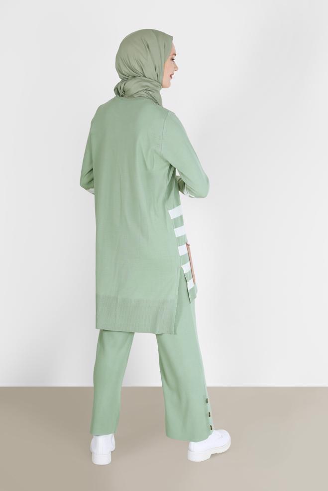 Hijab clothing GREEN KNITWEAR PANTSUIT 42124 - ALVİNA