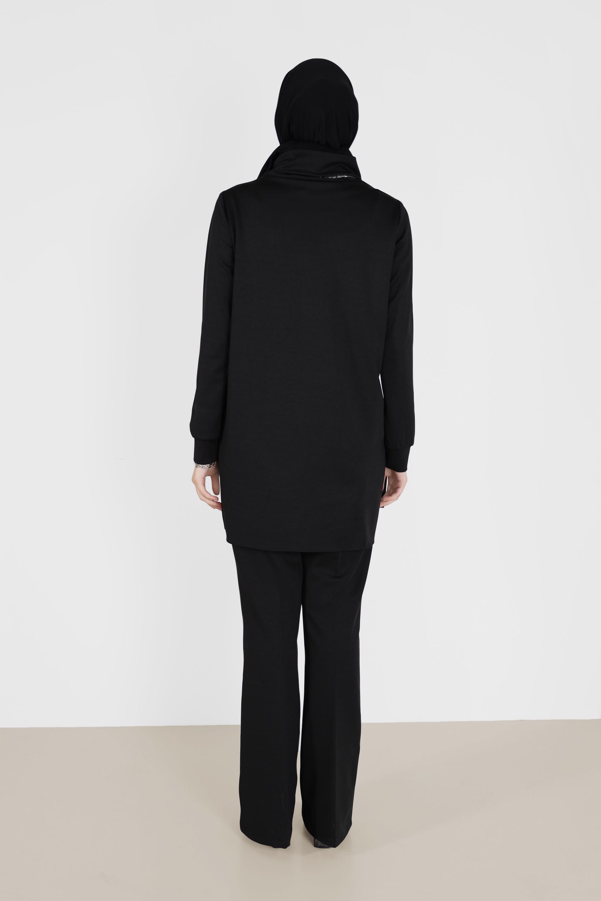 Tesettür giyim SİYAH CEP DETAYLI BASIC İKİLİ PANT.TAKIM 42160 