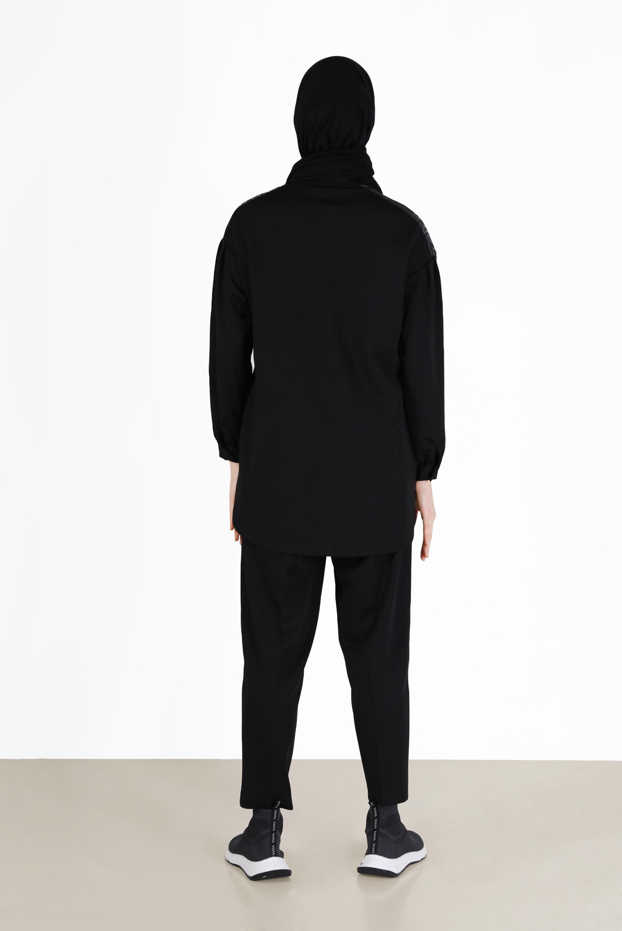 Tesettür giyim SİYAH YAZI BASKILI İKİLİ PANT. TAKIM 42264 