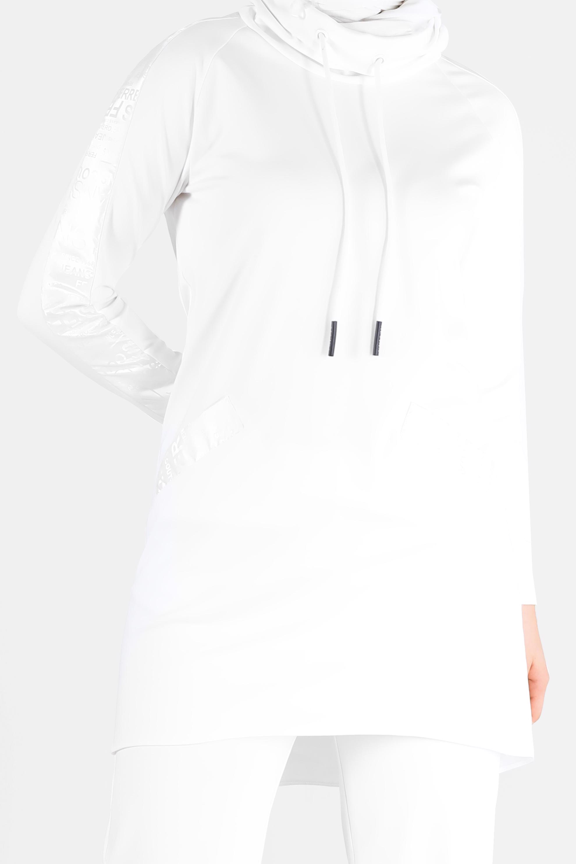 Tesettür giyim BEYAZ YAZI BASKILI DERİ DETAYLI İKİLİ PANT. TAKIM 42265