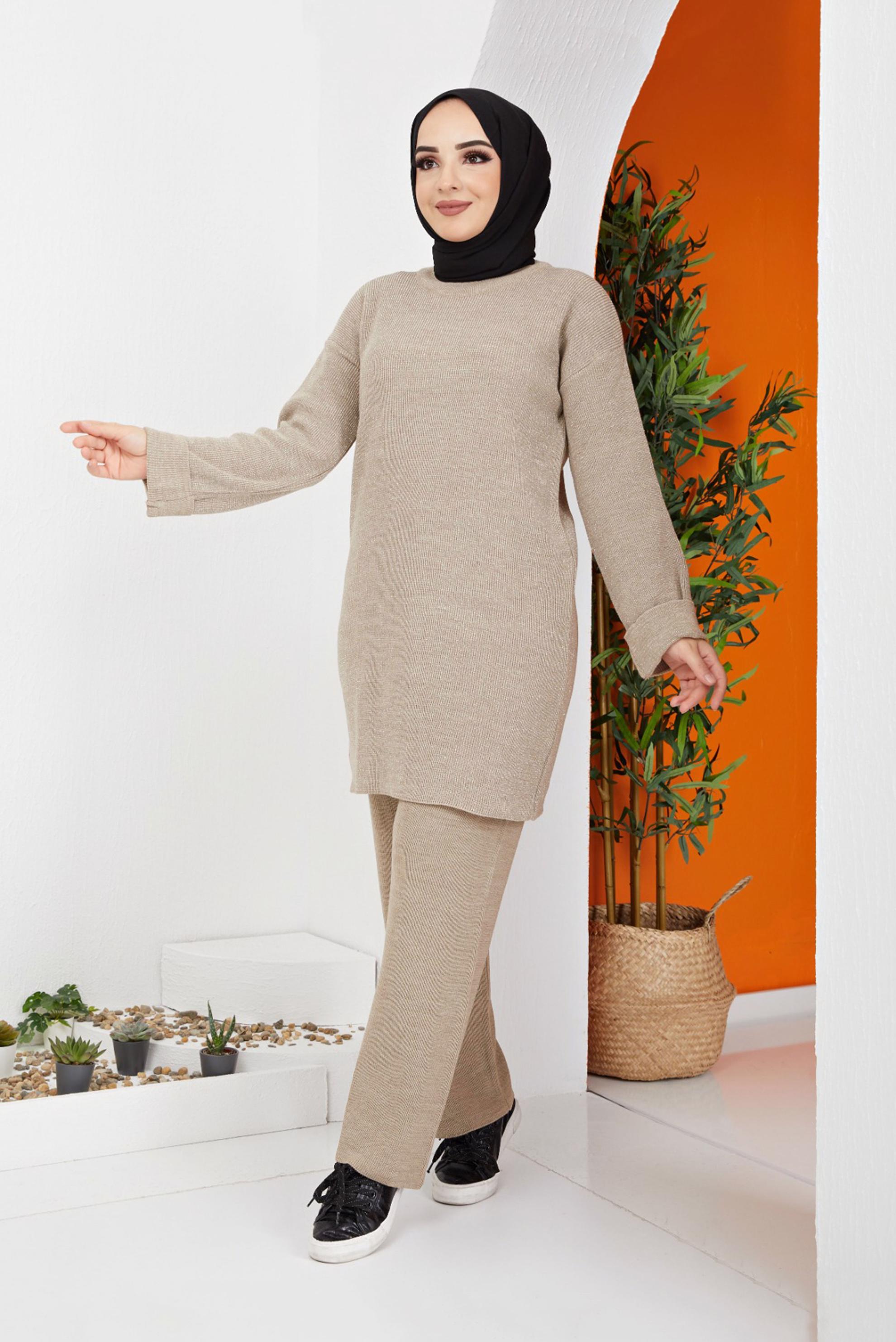 Tesettür giyim VİZON BASIC TRİKO PANT. TAKIM 42465 