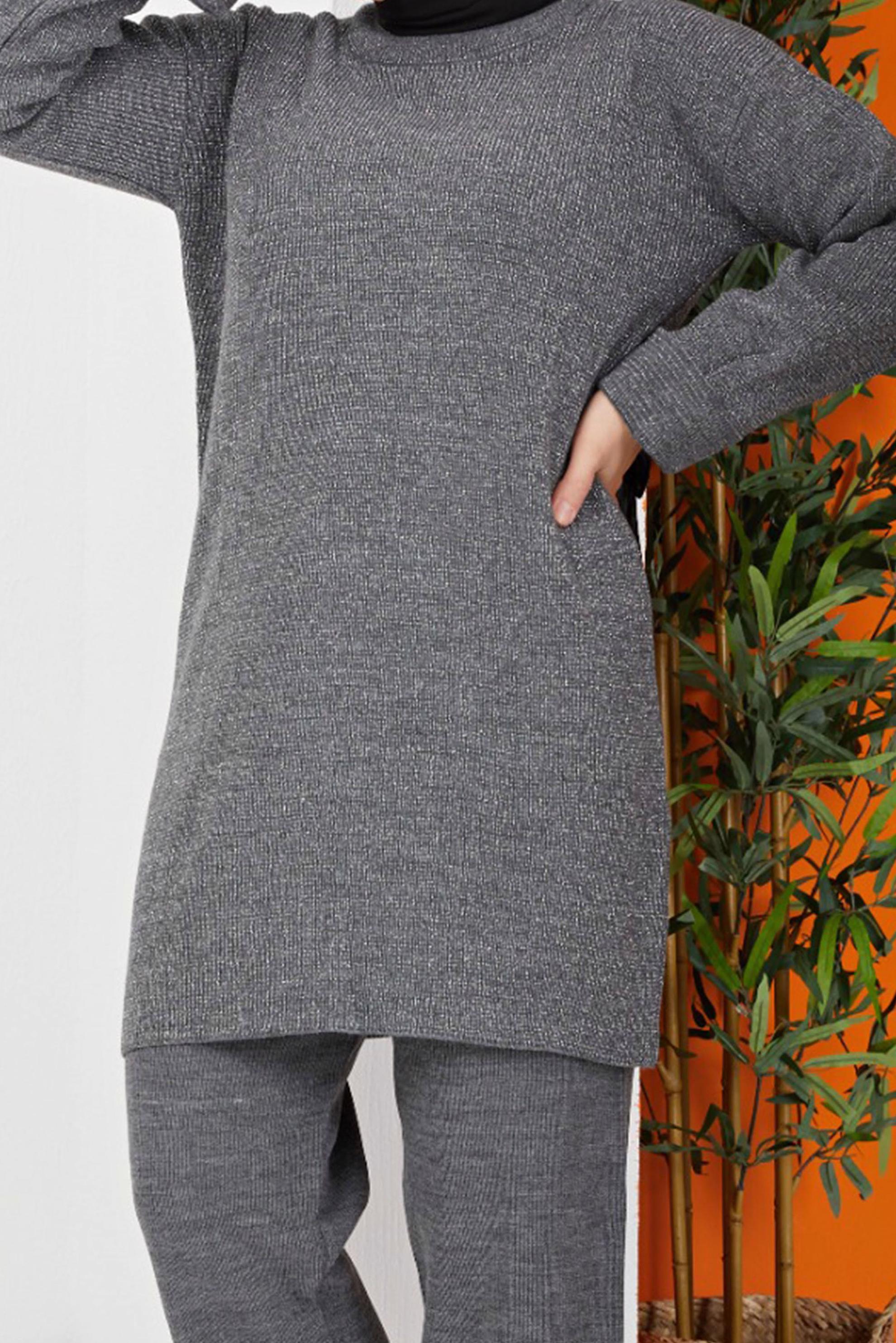 Tesettür giyim GRİ BASIC TRİKO PANT. TAKIM 42465 