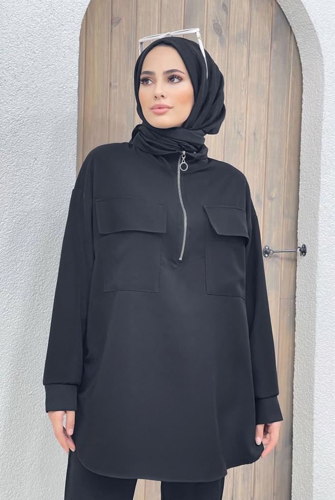Vêtements hijab  ENSEMBLE PANTALON 2 PIÈCES DÉTAIL ZIPPÉ AVEC POCHE 42488 - ALVİNA