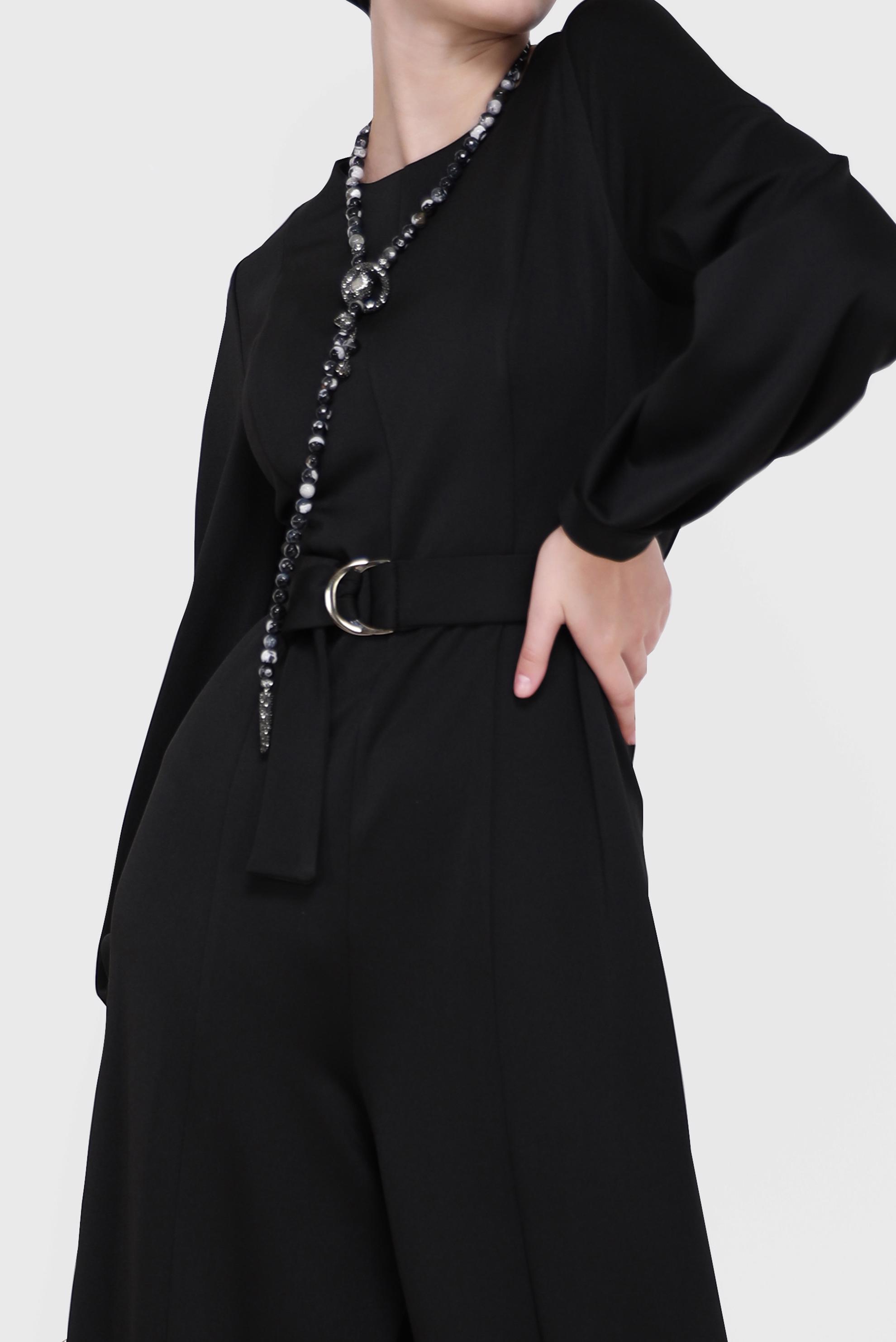 Hijab clothing BLACK SLIT DETAIL BELTED OVERALLS 42196 