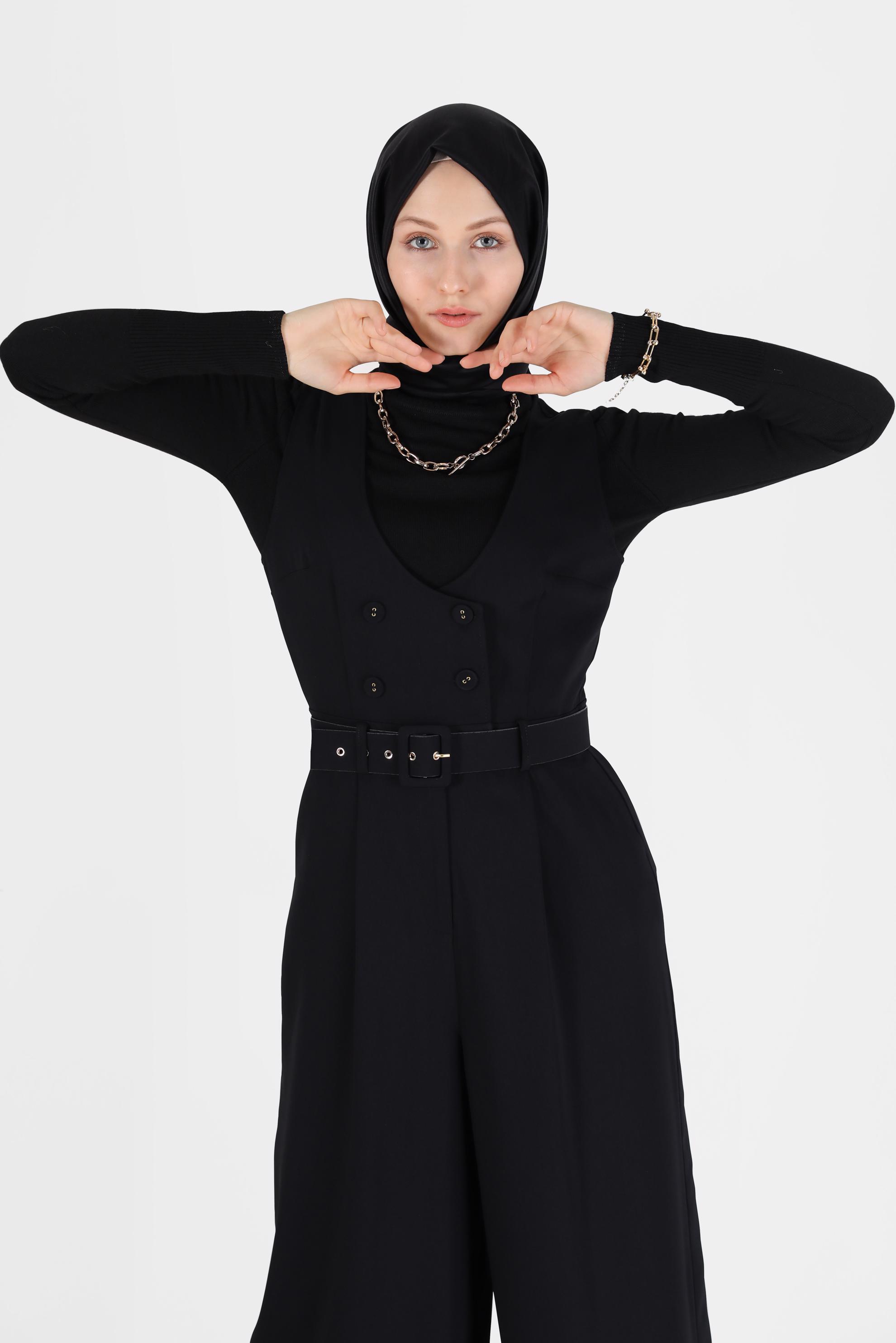 Vêtements hijab NOIR SALOPETTE CEINTURÉE À BOUTONS 42422