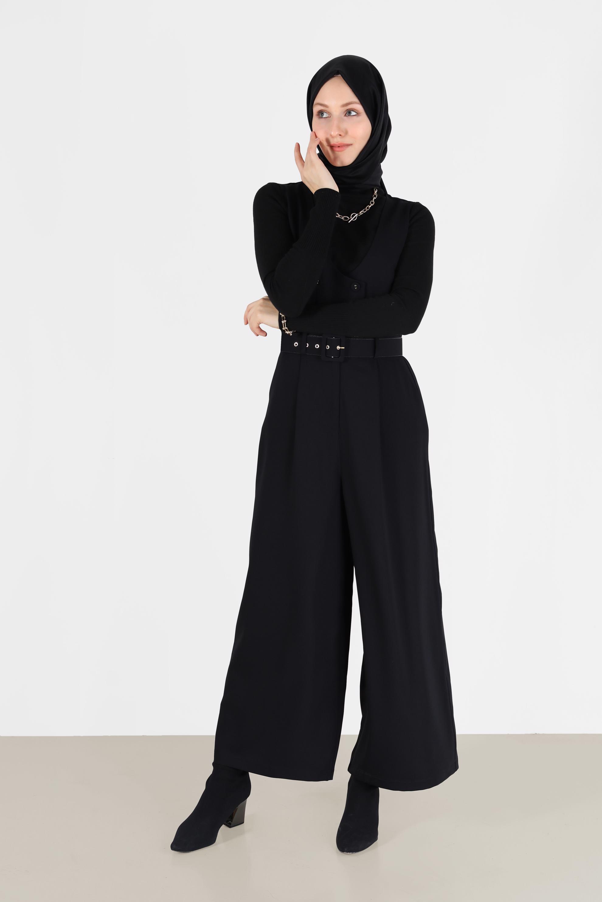 Vêtements hijab NOIR SALOPETTE CEINTURÉE À BOUTONS 42422