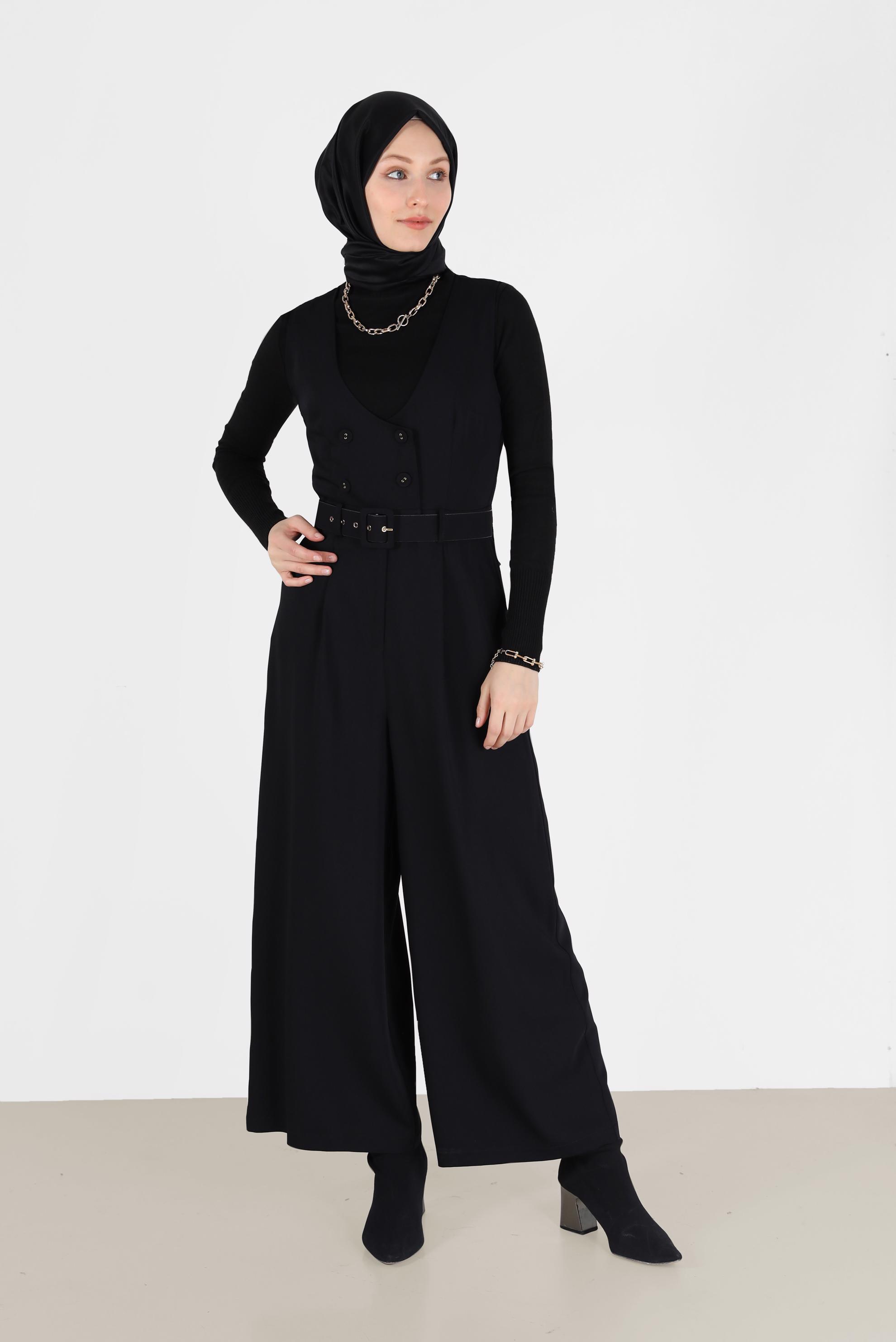 Vêtements hijab NOIR SALOPETTE CEINTURÉE À BOUTONS 42422