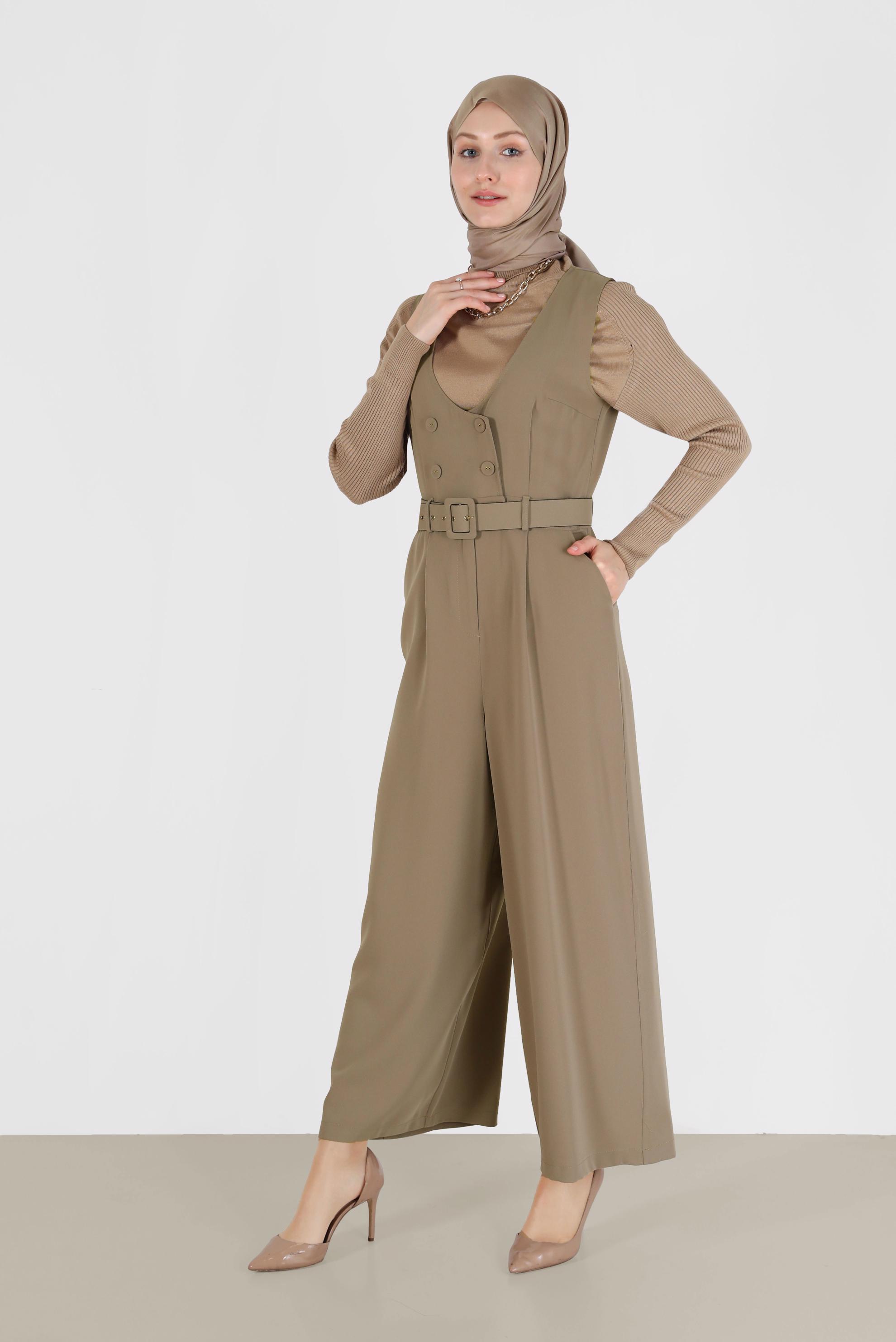 Vêtements hijab BRUN SALOPETTE CEINTURÉE À BOUTONS 42422