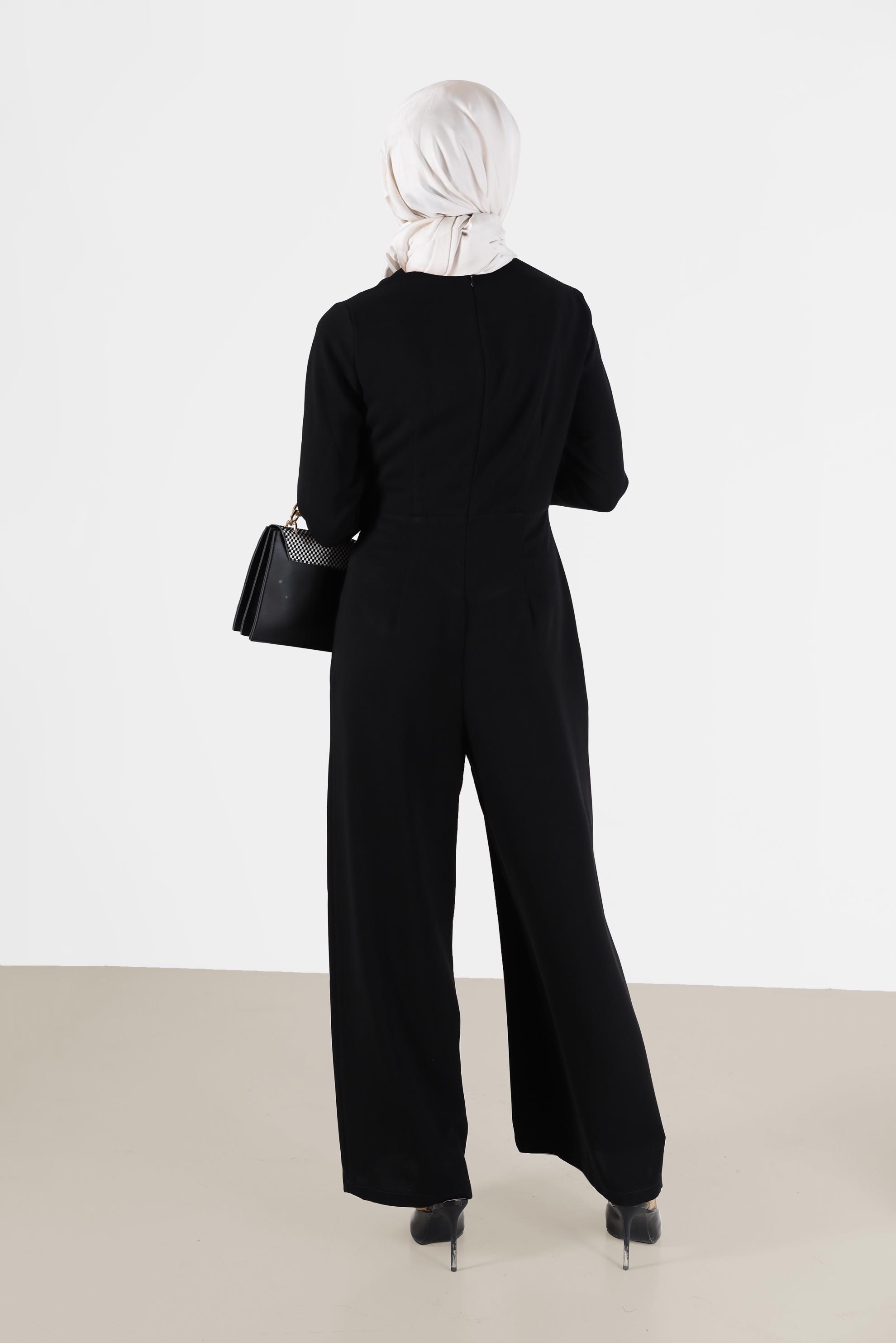 Vêtements hijab NOIR SALOPETTE À FERMETURE ÉCLAIR À LA TAILLE DÉTAILLÉE 42451