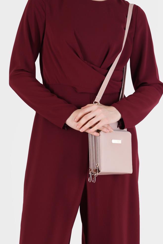 Hijab clothing CLARET RED DETAILED WAIST ZIPPERED OVERALLS 42451  - ALVİNA