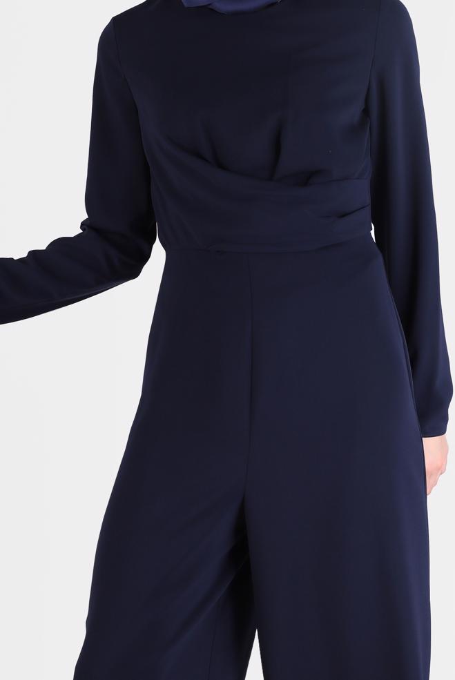 Hijab clothing NAVY BLUE DETAILED WAIST ZIPPERED OVERALLS 42451  - ALVİNA
