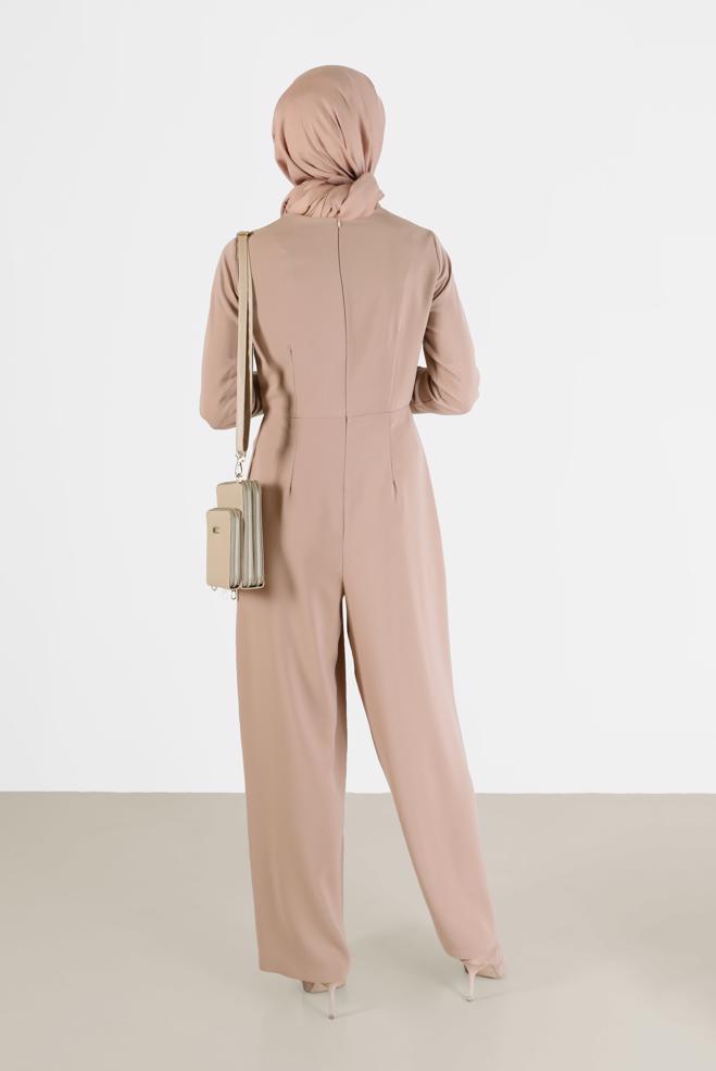 Hijab clothing MINK DETAILED WAIST ZIPPERED OVERALLS 42451  - ALVİNA