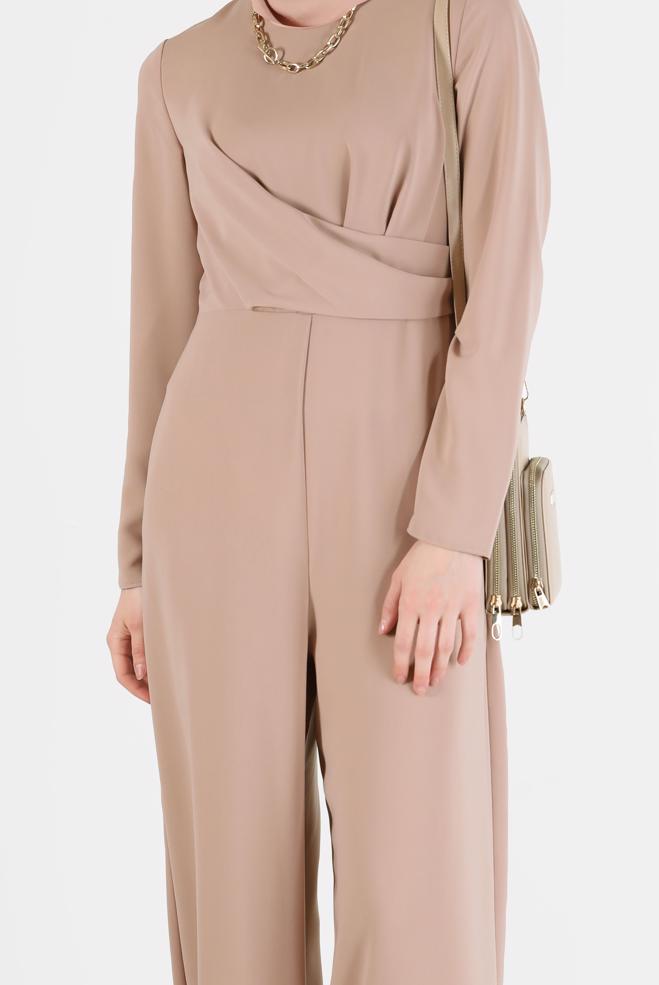 Hijab clothing MINK DETAILED WAIST ZIPPERED OVERALLS 42451  - ALVİNA